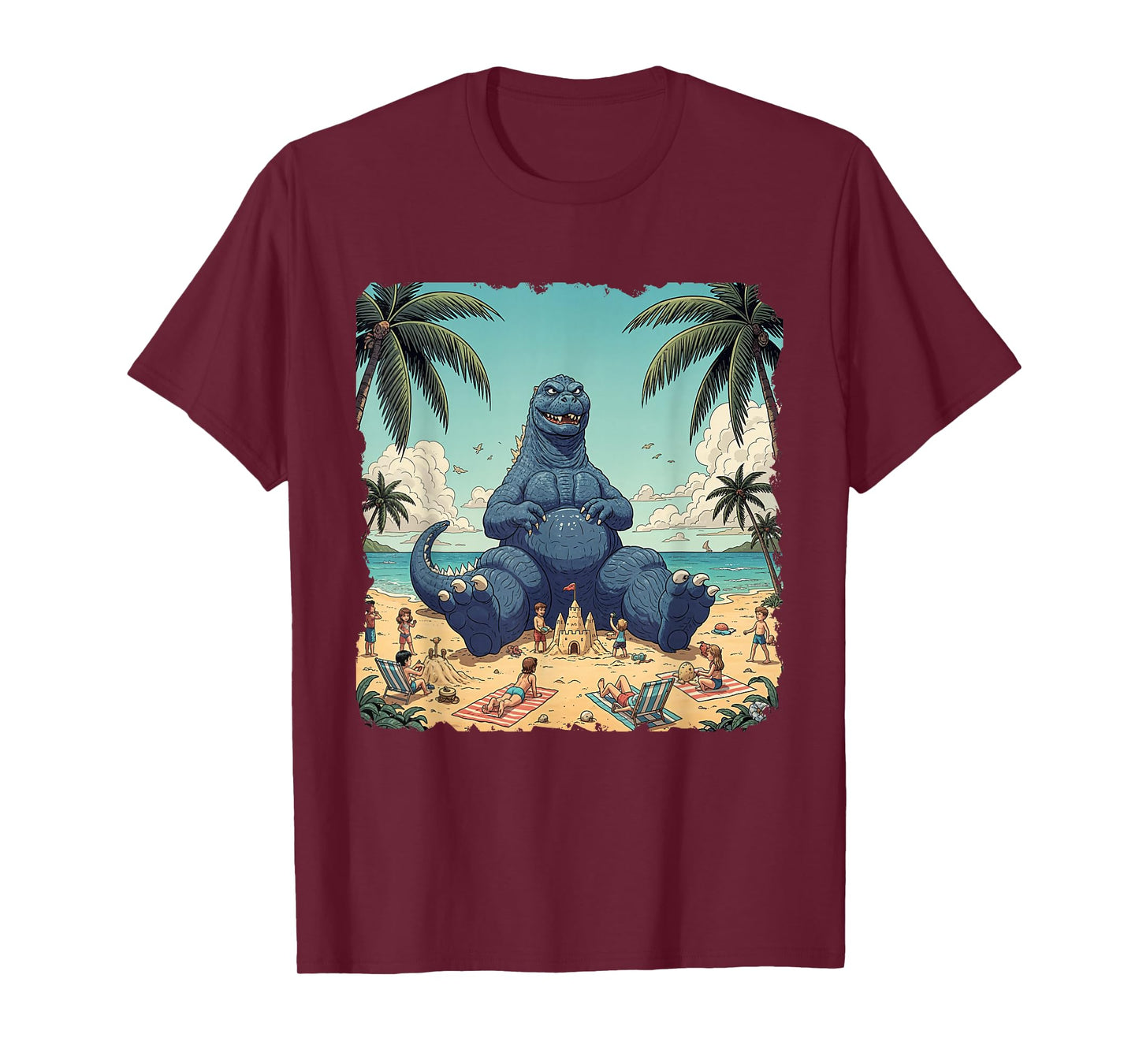 Kaiju On The Beach Suntanning Vacation Funny Summer vacation T-Shirt