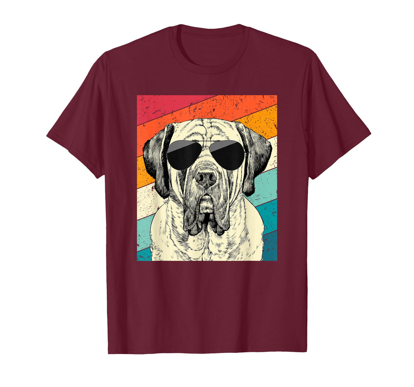 Retro Vintage English Mastiff with Sunglasses Dog Lovers T-Shirt