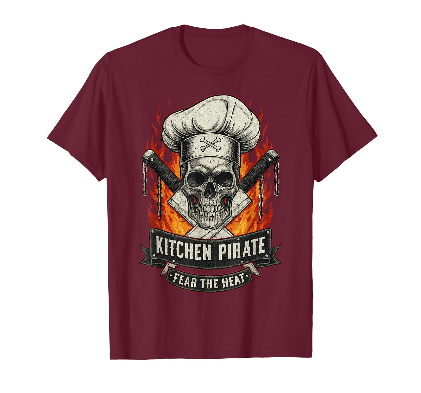 Cool Cooking Chef Kitchen Pirate Hat Knife Skull Funny Cook T-Shirt