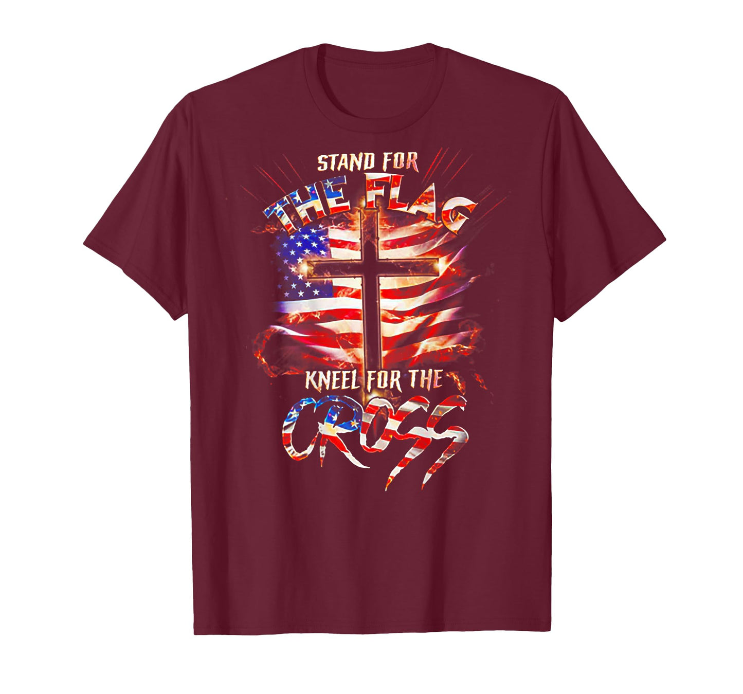 Stand For The Flag Kneel For The Cross Flag (on back) T-Shirt