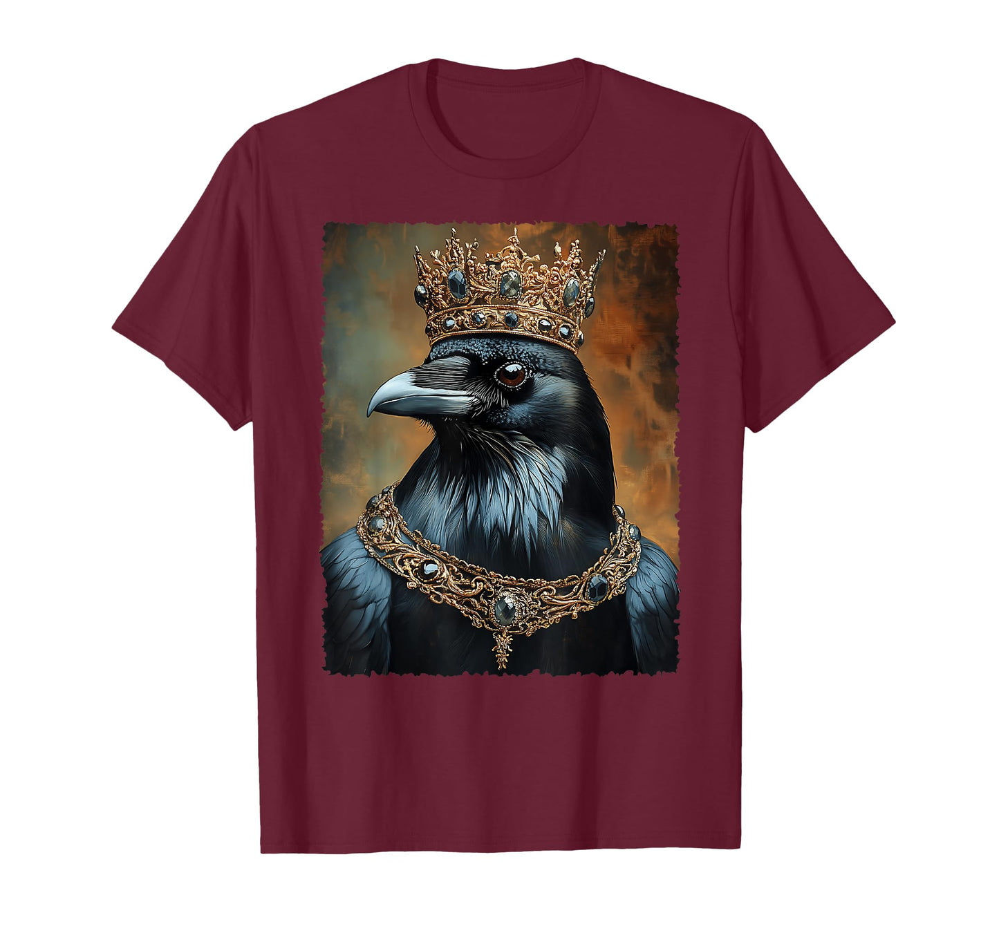 Vintage Black Crow Raven Bird Halloween King Crown Gothic T-Shirt