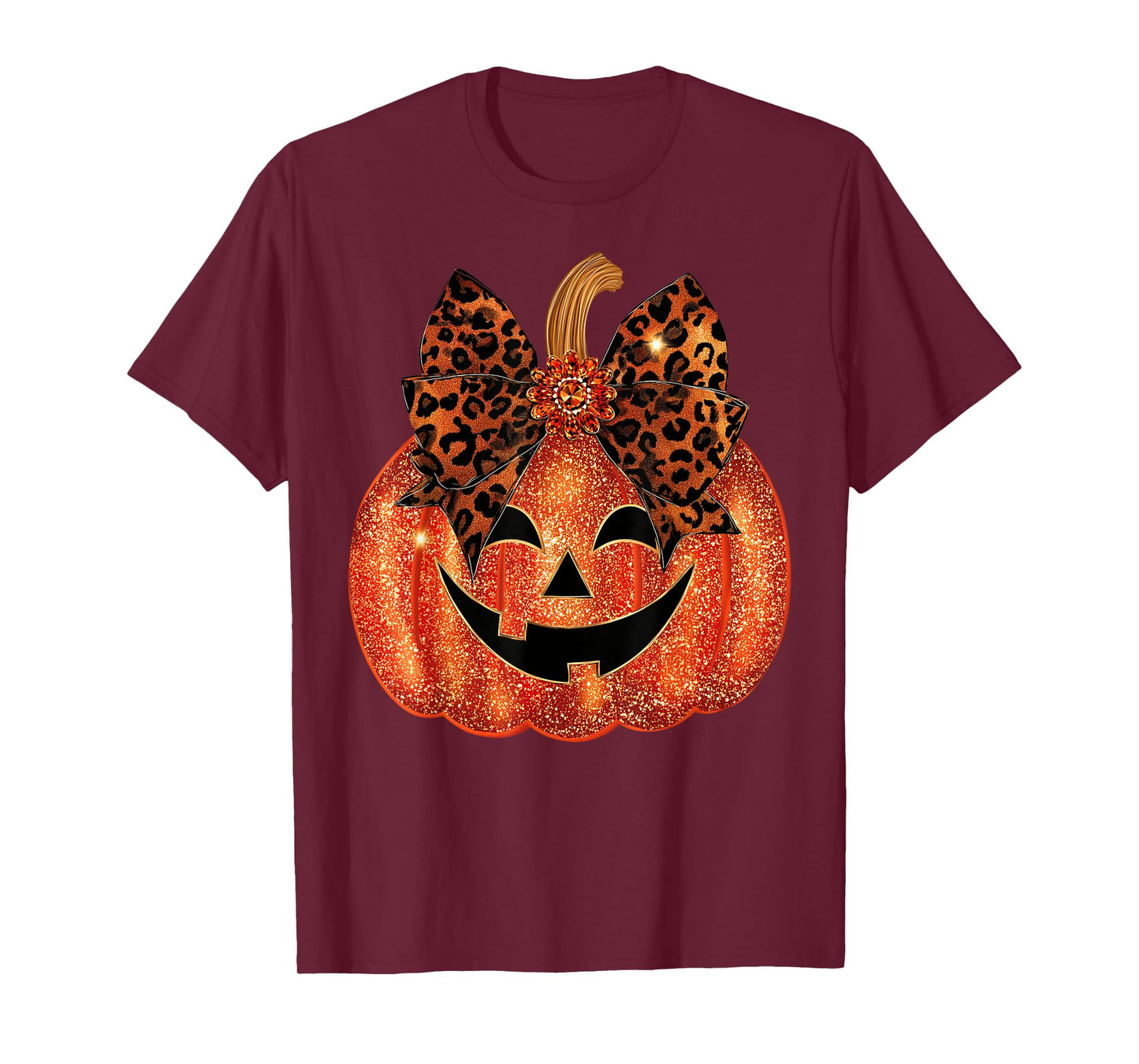 Coquette Leopard Bow Pumpkin Thanksgiving Fall Women Girl T-Shirt