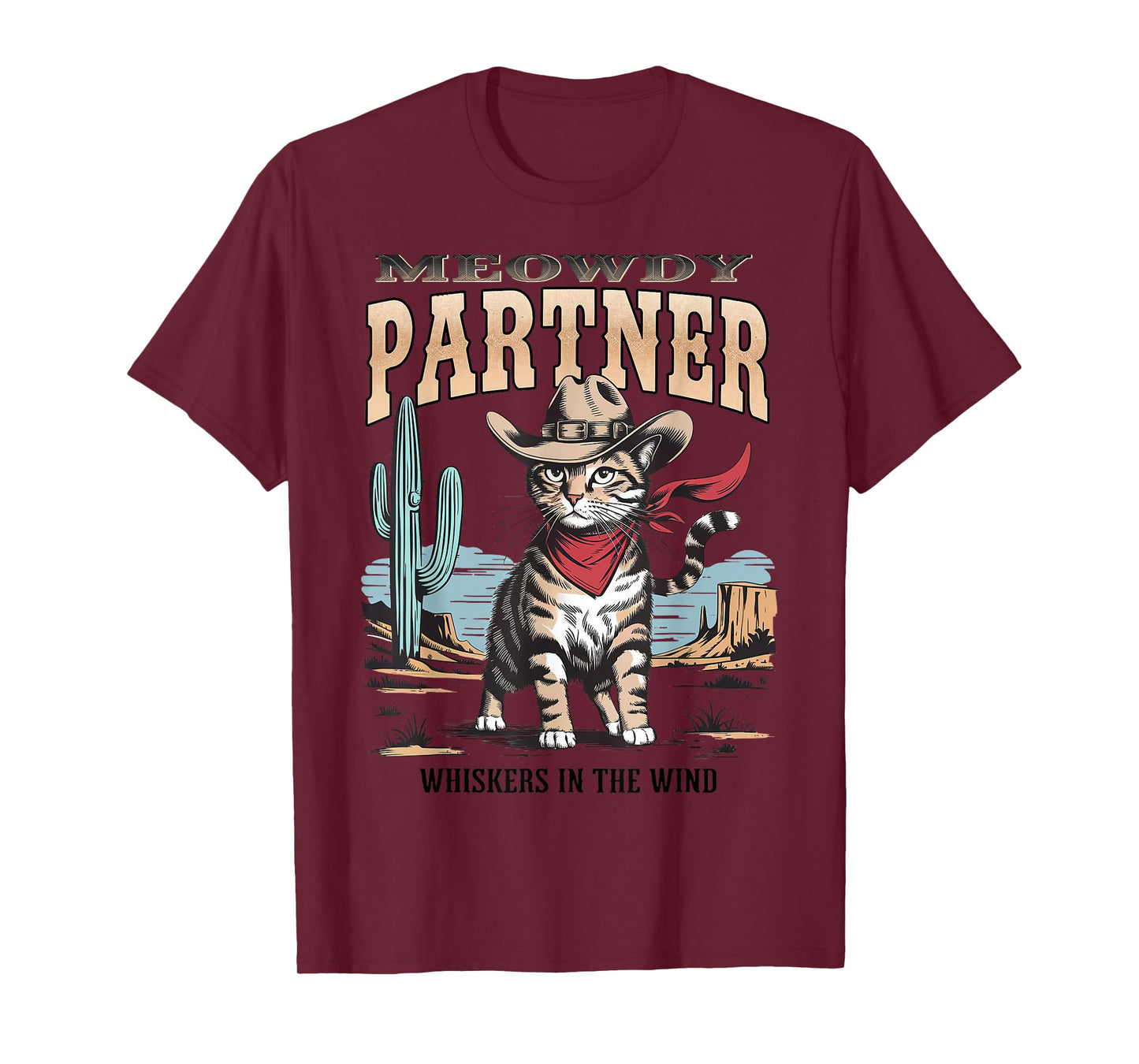 Vintage Cat Meowdy Partner Cowboy Gifts For Men Women Kid T-Shirt