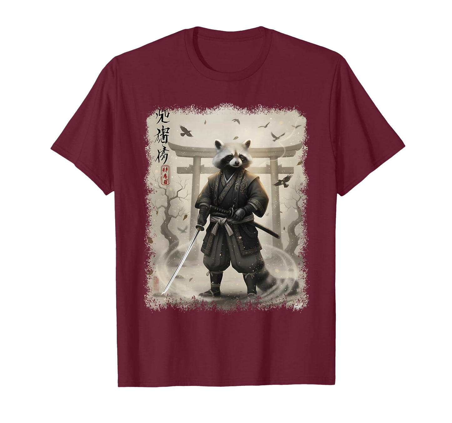 Samurai Raccoon | Vintage Anime Japanese Warrior Art T-Shirt