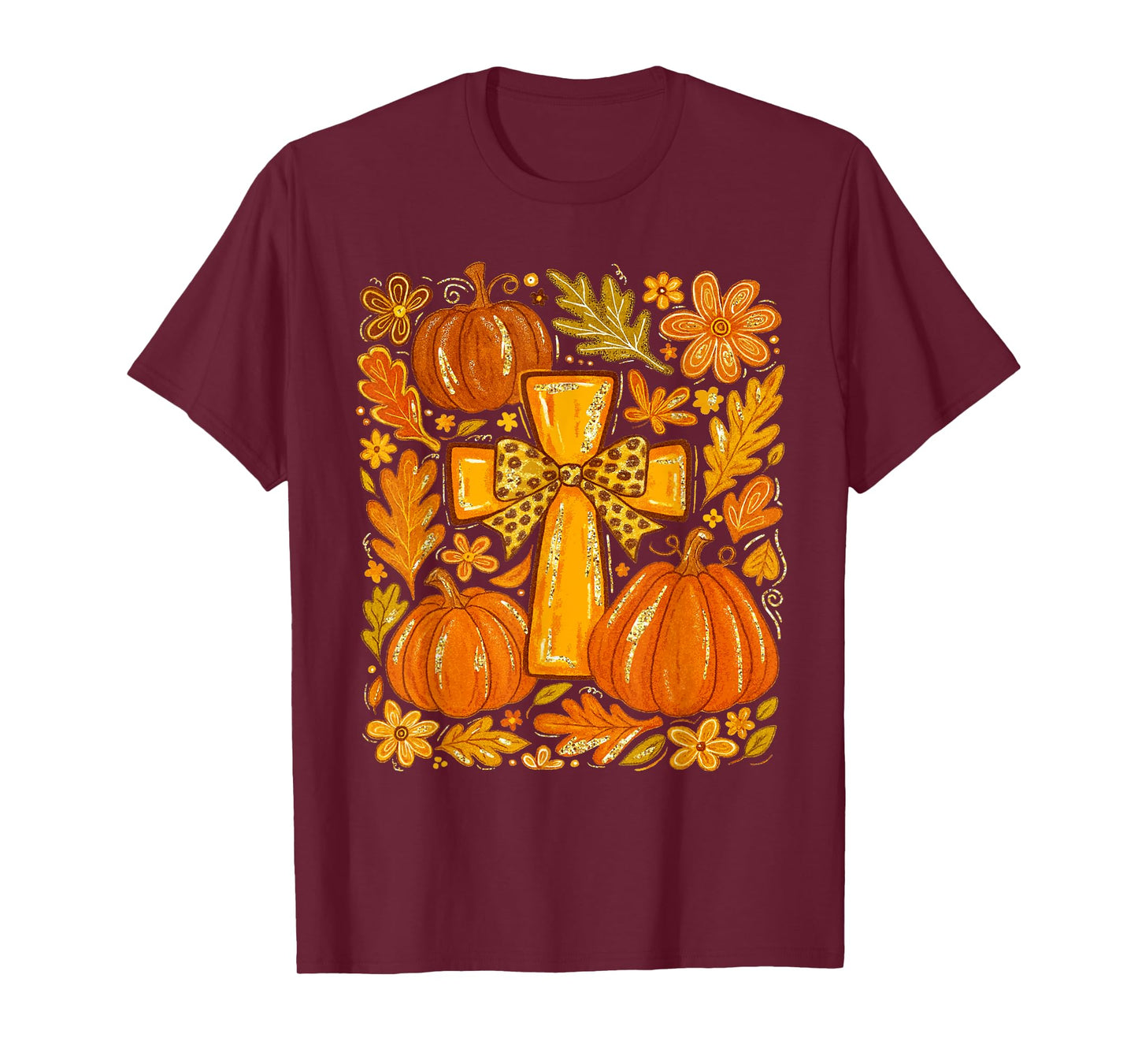 Cute Fall For Jesus He Never Leaves Christian Autumn Pumpkin T-Shirt