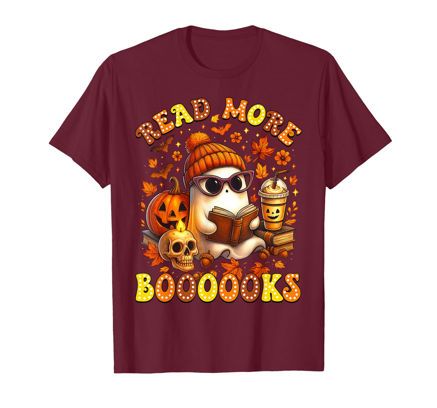 Read More Books Halloween Ghost Coffee Reading Book Lovers T-Shirt