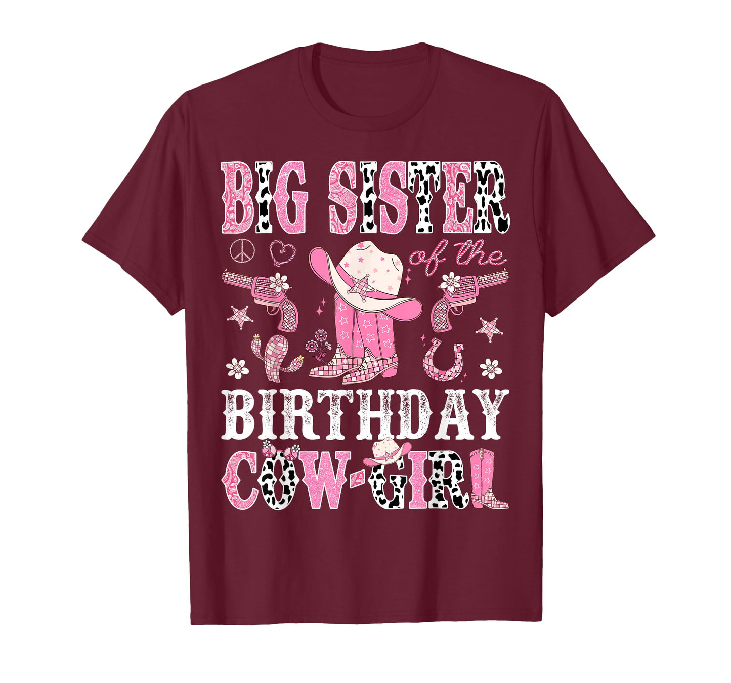 Big Sister Of The Birthday CowGirl Pink Disco Rodeo Western T-Shirt
