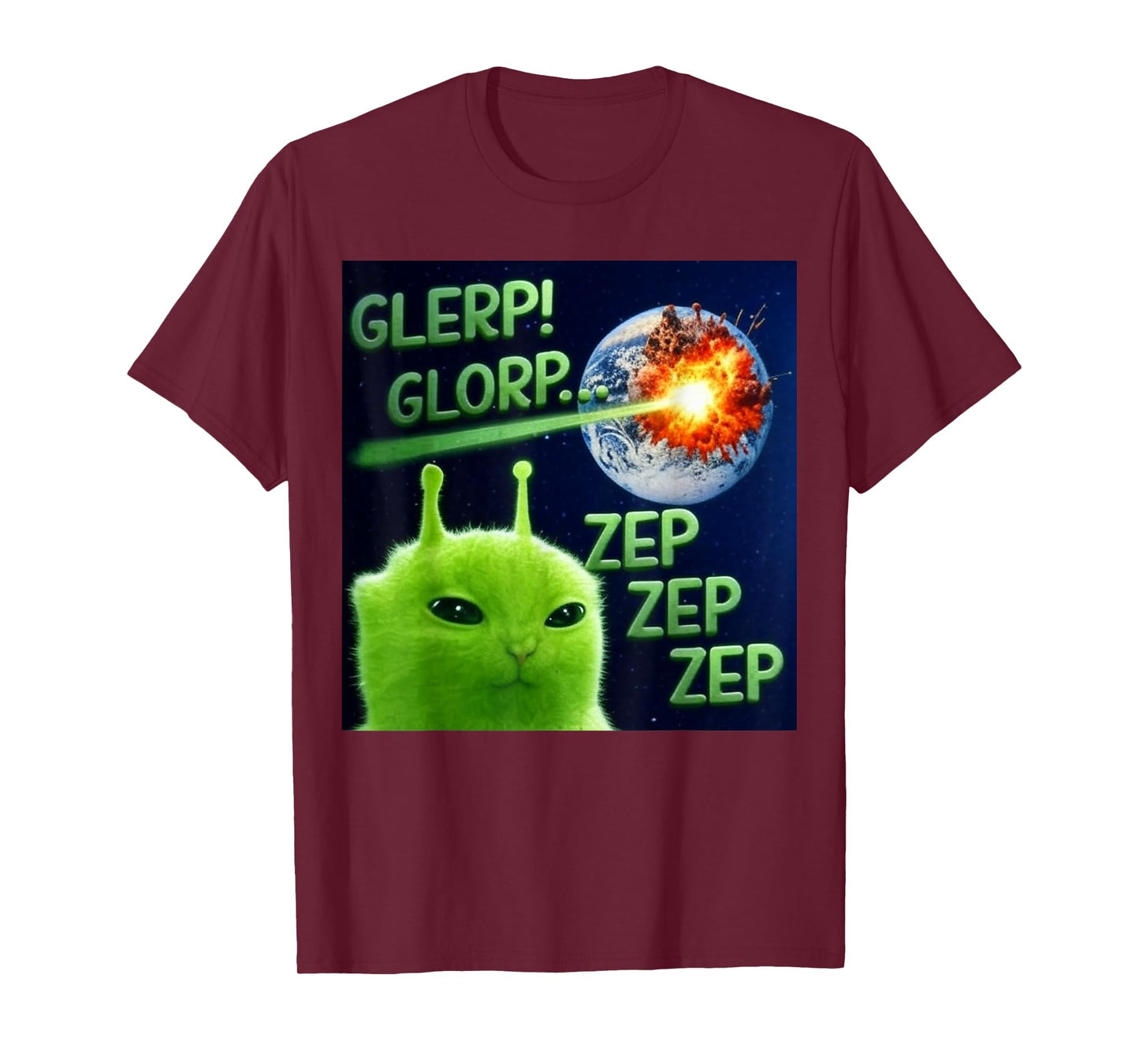 Alien Cat Zep Zep Funny Space Meme for girls women boys men T-Shirt
