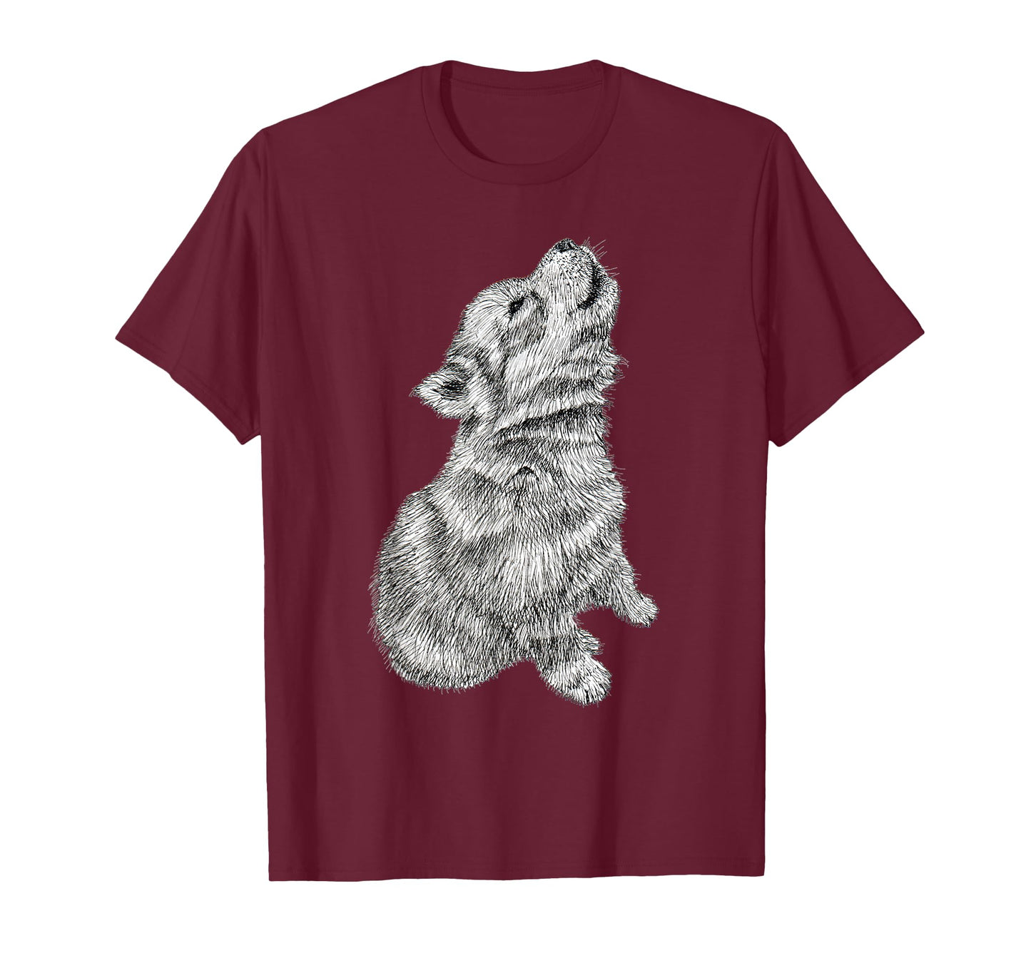 Cute Baby Howling Wolf Cub Sketch T-Shirt