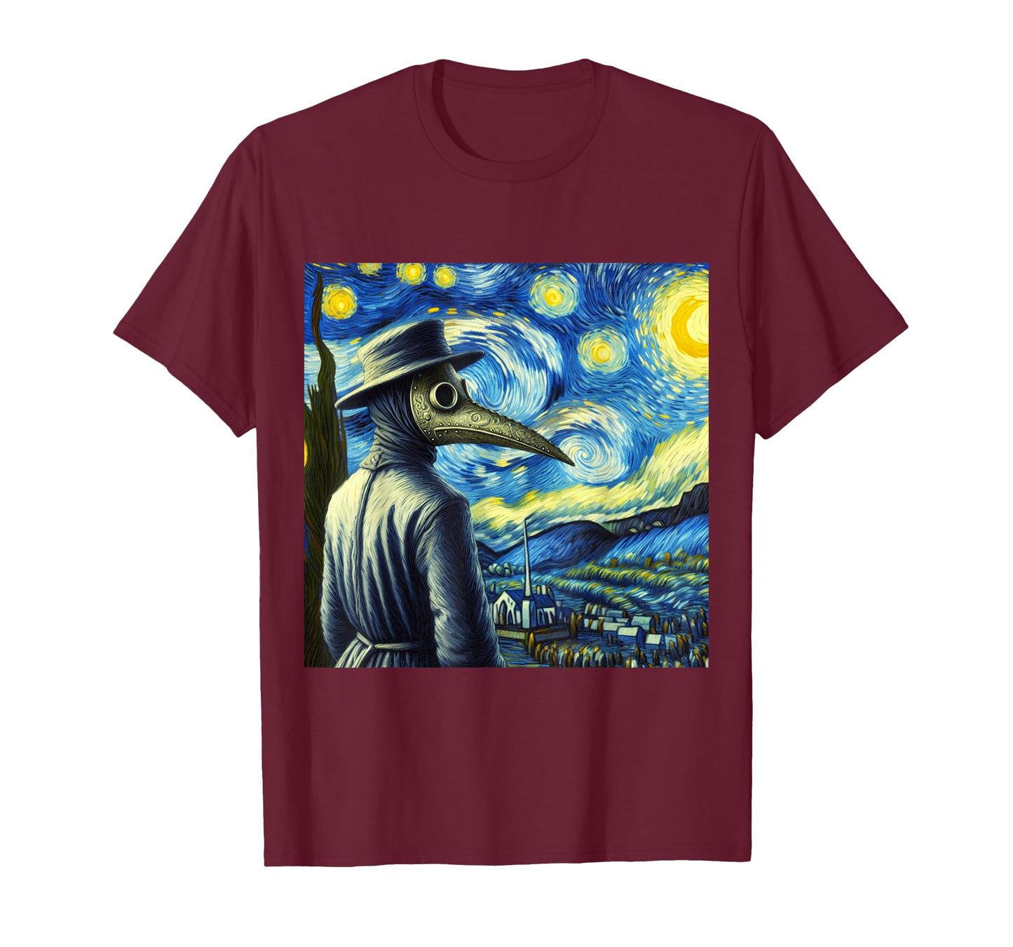 Funny Van Gogh Starry Night Artist Plague Doctor Mask T-Shirt