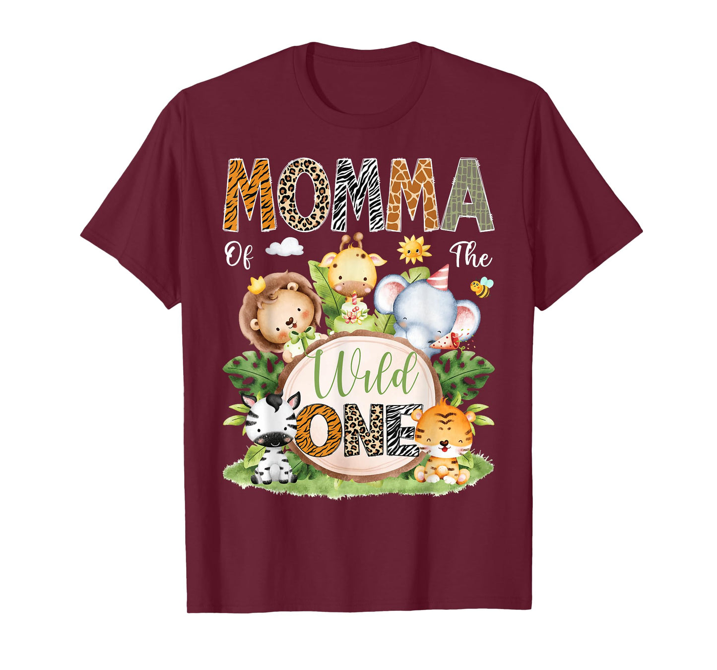 Momma Of The Wild One 1St Birthday Kids Safari Jungle T-Shirt