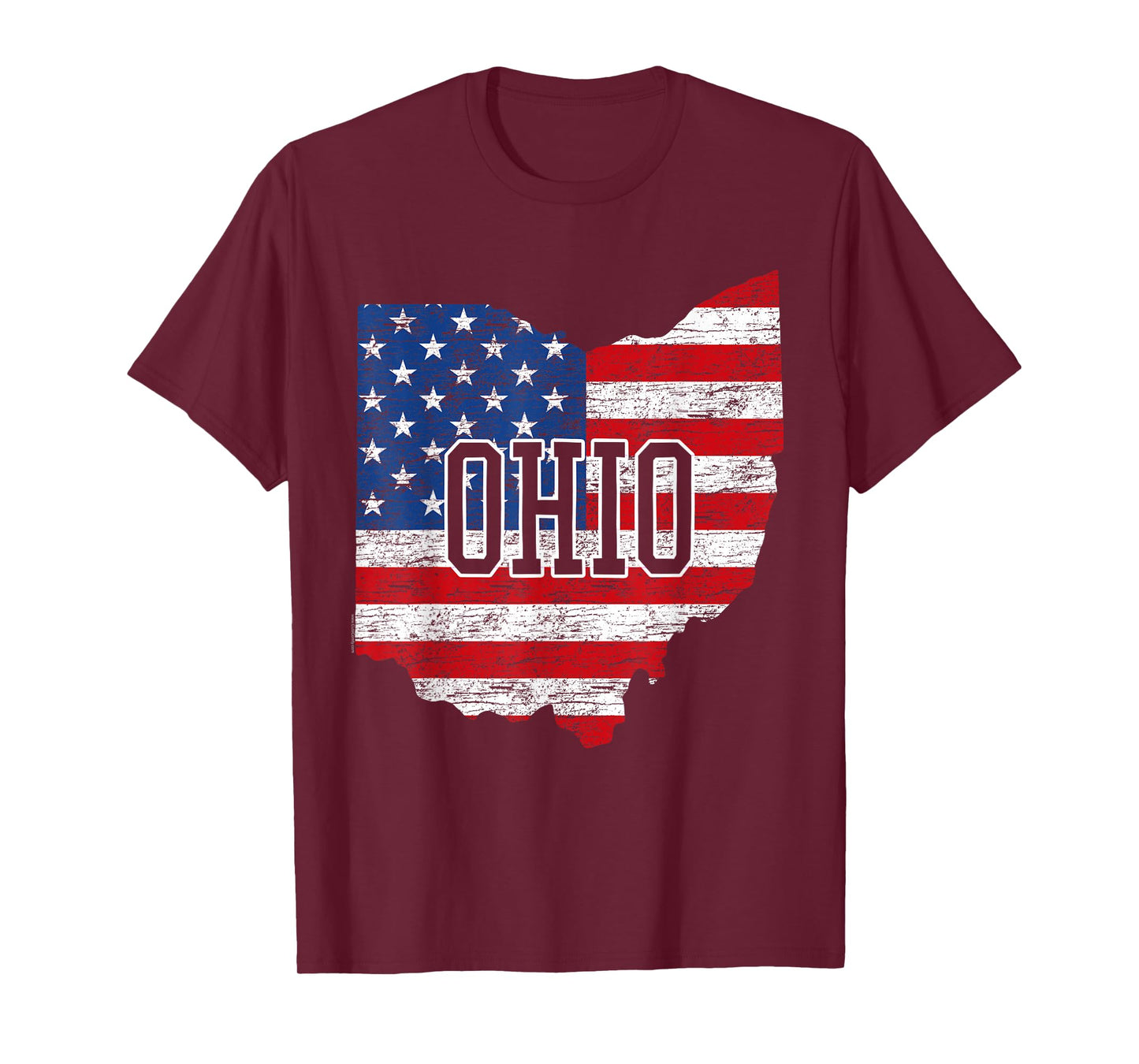 Buckeye American Flag Ohio Home State Vintage Map Patriotic T-Shirt