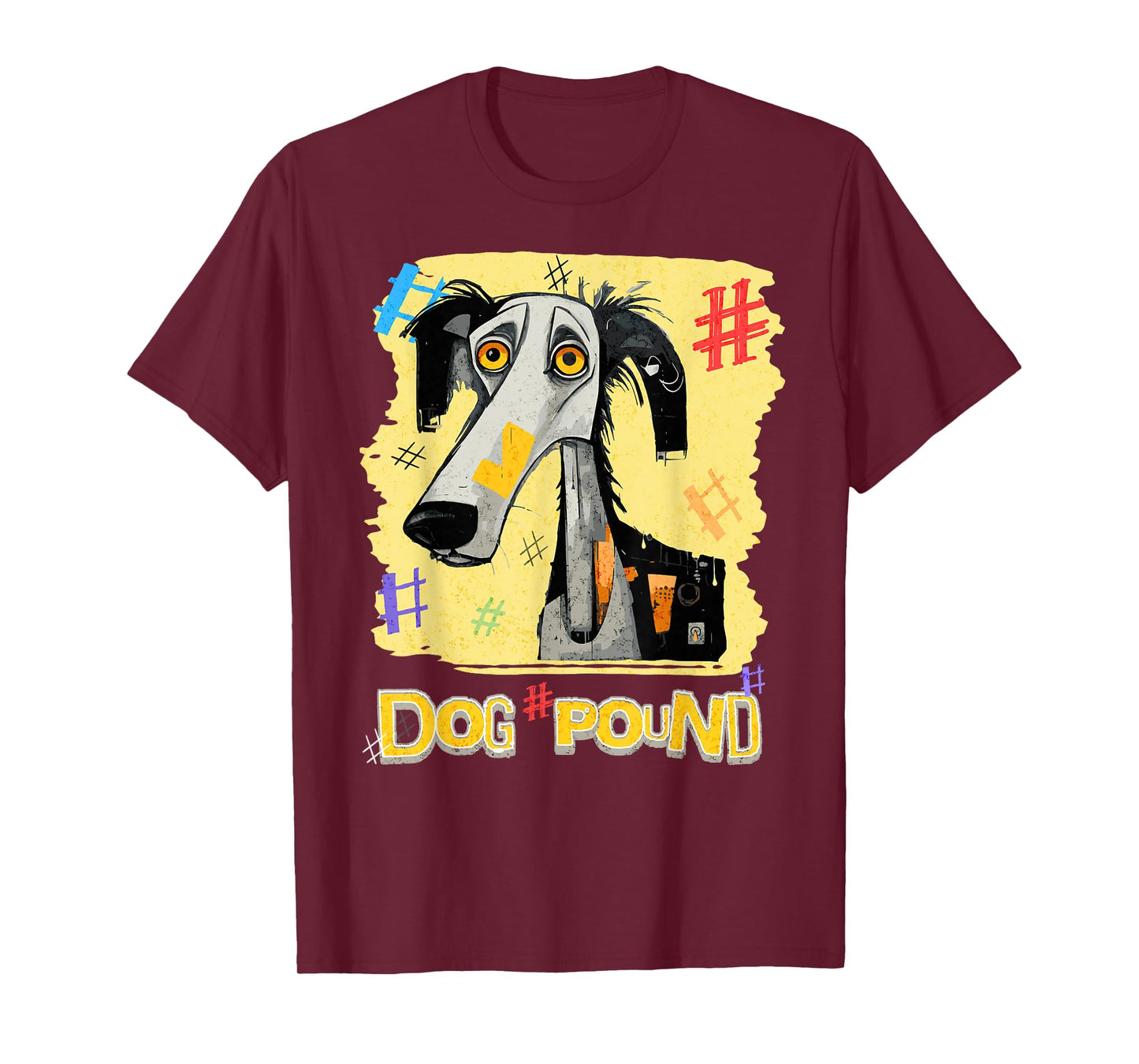 Confused Dog Worried About The Pound Sign Fun Pun Wordplay Men Women T-Shirt