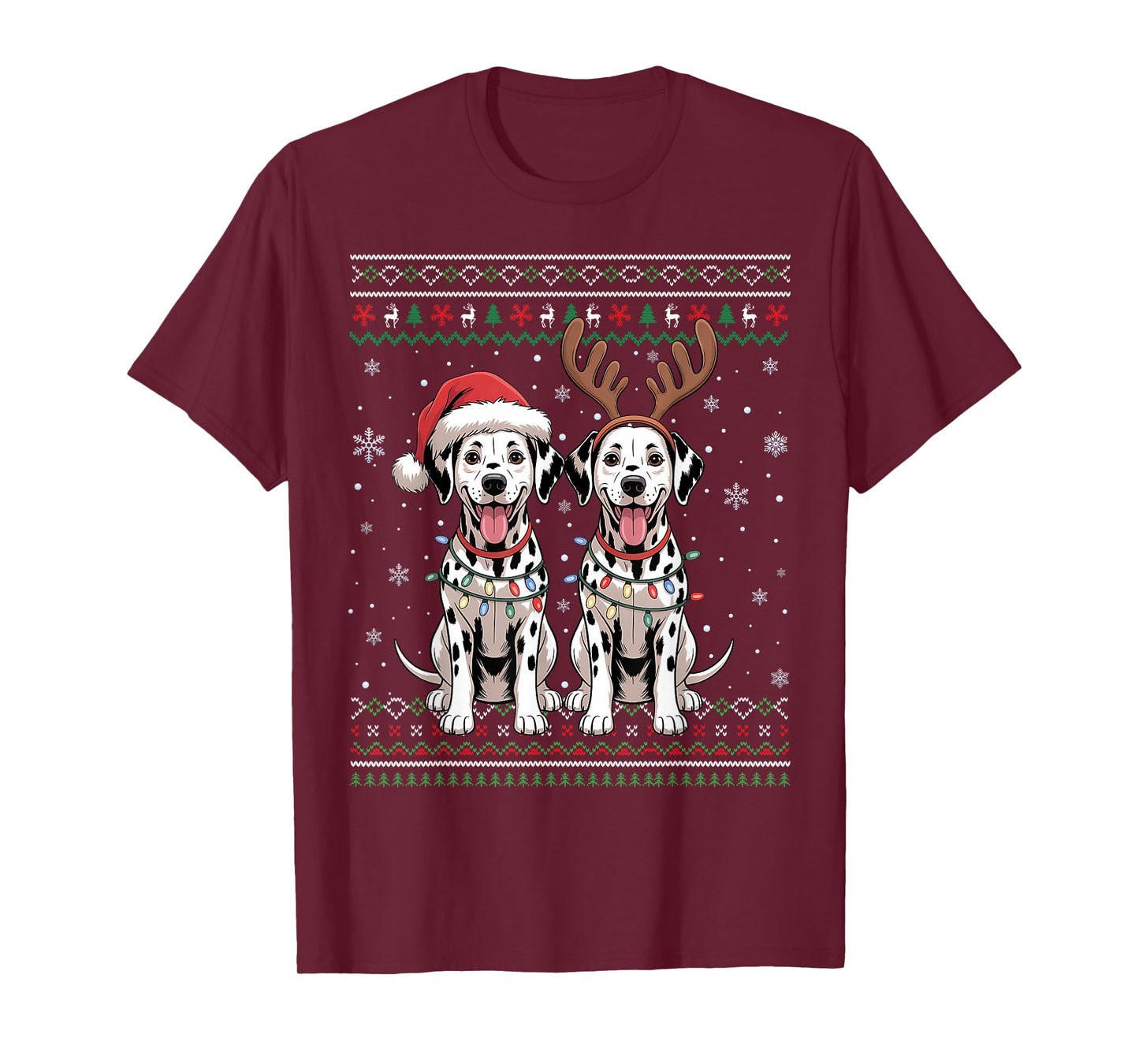 Ugly Dalmatian Dog Xmas Santa Matching Christmas Sweater T-Shirt