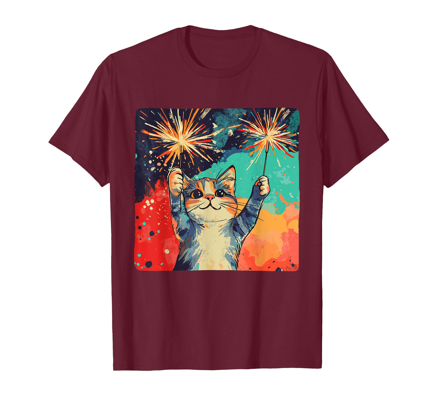 Cute celebrating Cat for Happy New Year Lovers T-Shirt