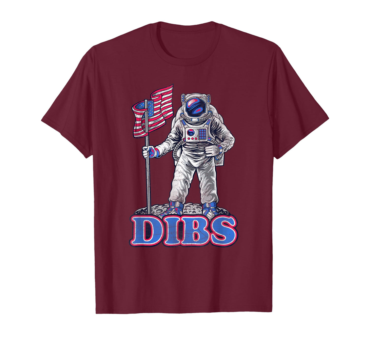 American Flag Astronaut Moon Dibs Red White Blue 4th of July T-Shirt for Women Kids Men