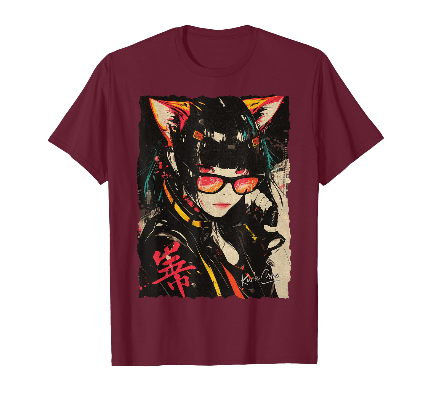 Japanese Streetwear Cyberpunk Y2K Techwear Neko Manga Anime T-Shirt