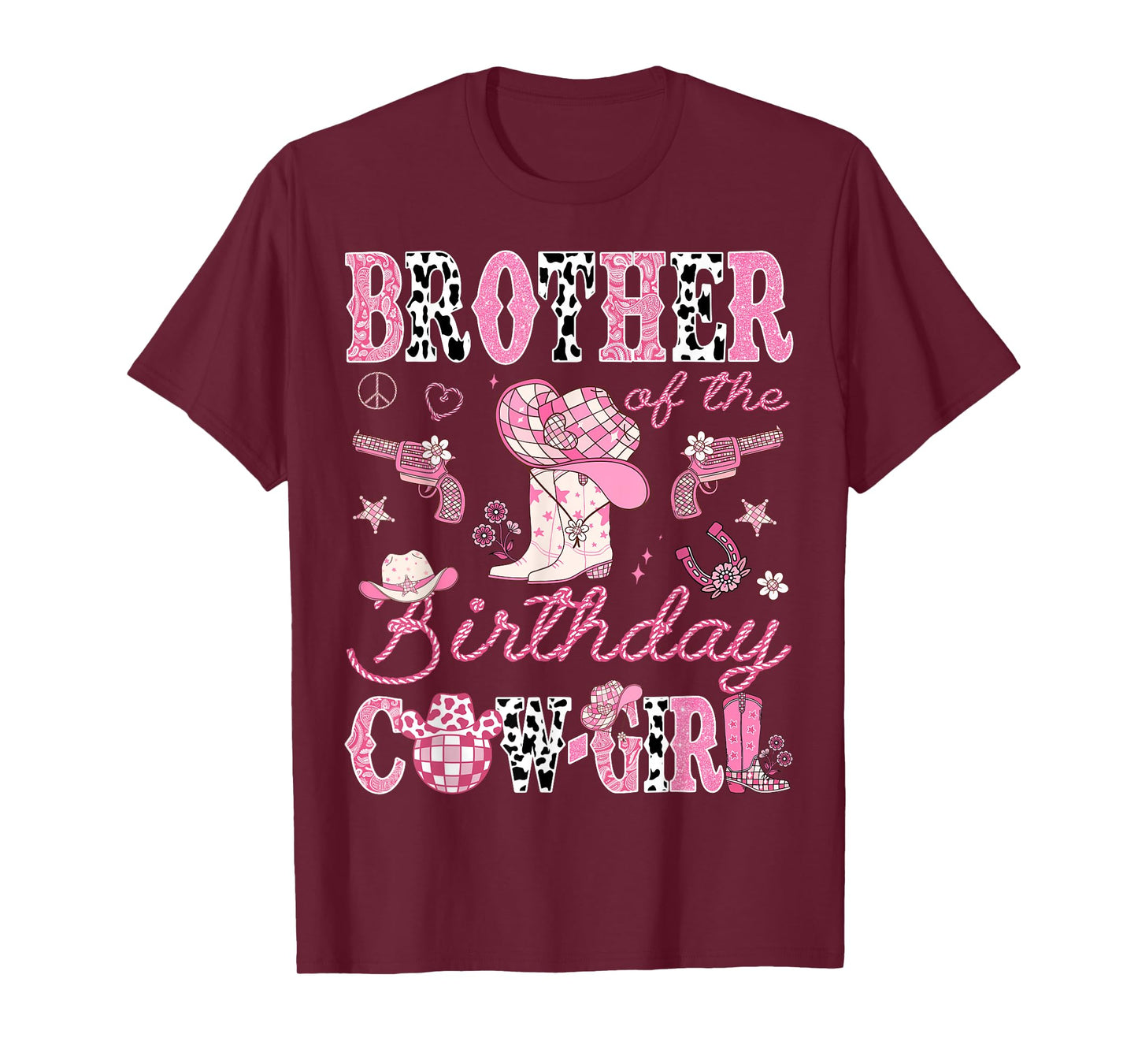 Brother Of The Birthday CowGirl Pink Disco Rodeo Brother T-Shirt