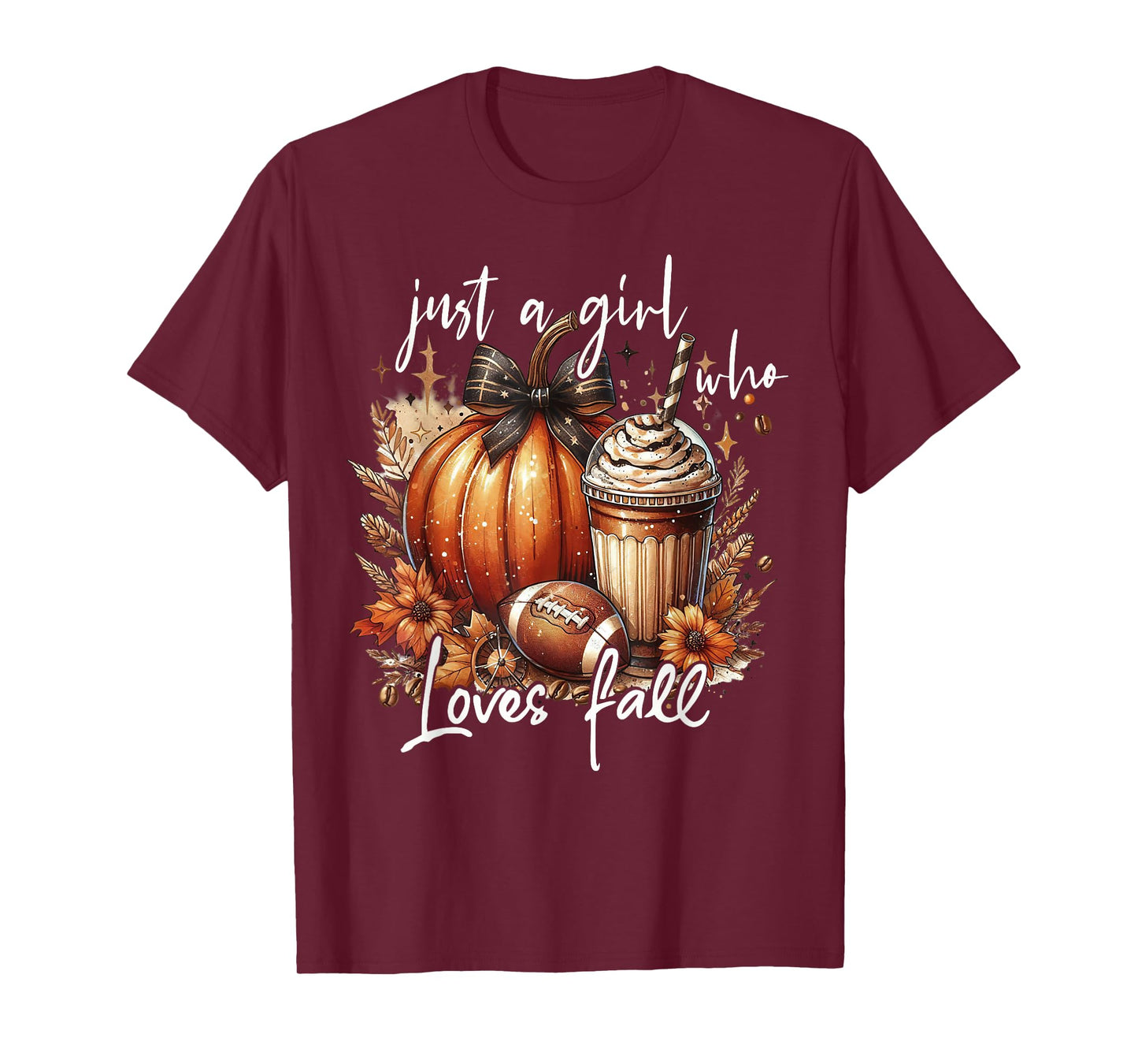 Just A Girl Who Loves Fall Pumpkin Spice Autumn Football T-Shirt