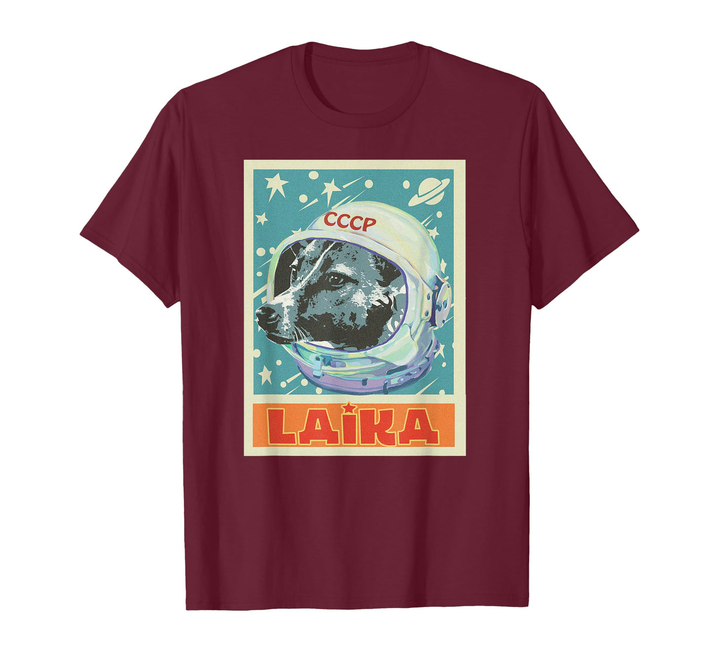 Soviet Union USSR T Astronaut Laika Dog Propaganda T-Shirt