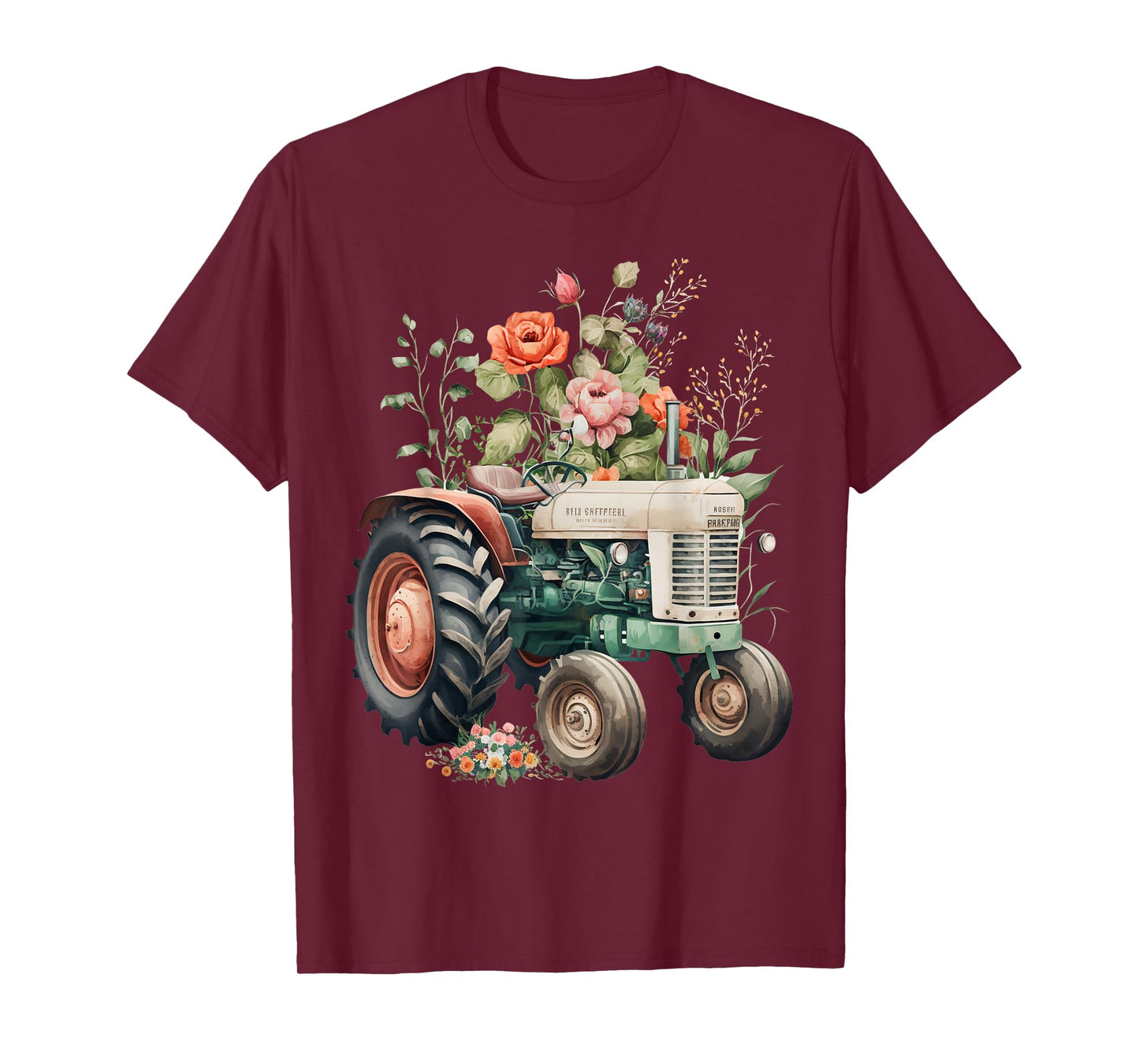 Floral Tractor Farm Graphic Tee For Women Girls T-Shirt