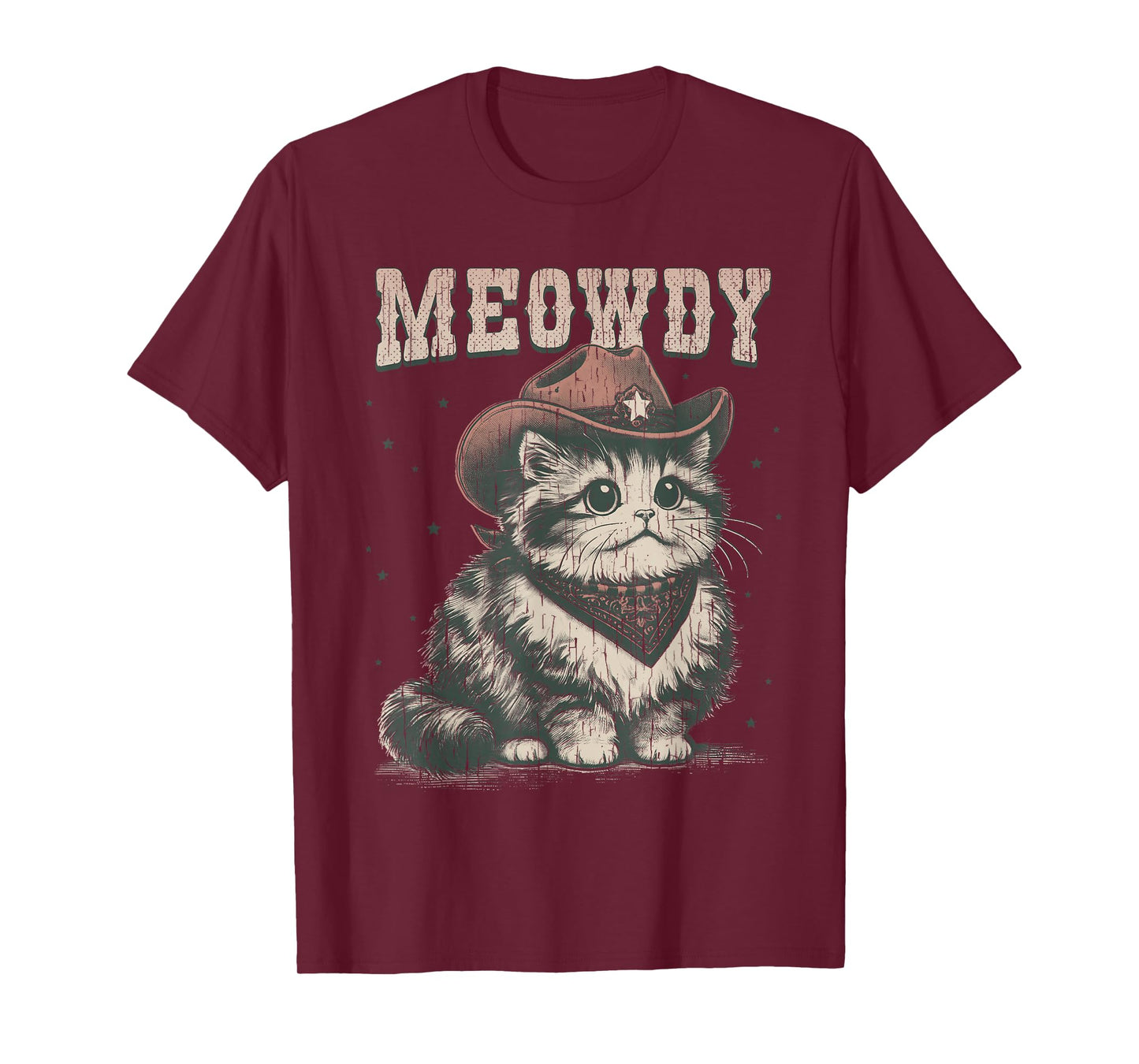 Meowdy Cat Cowboy Hat Funny Vintage Graphic T-Shirt