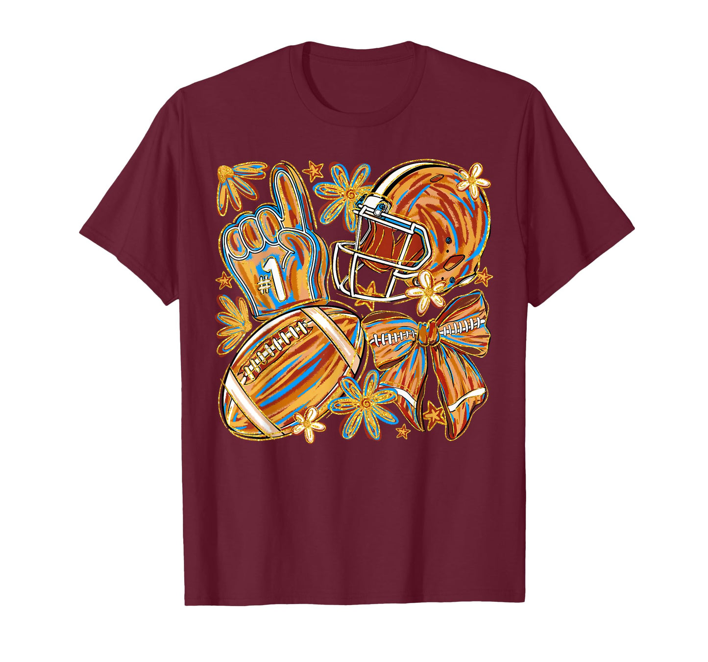 Retro Coquette Bow Pumpkin American Football Thanksgiving T-Shirt