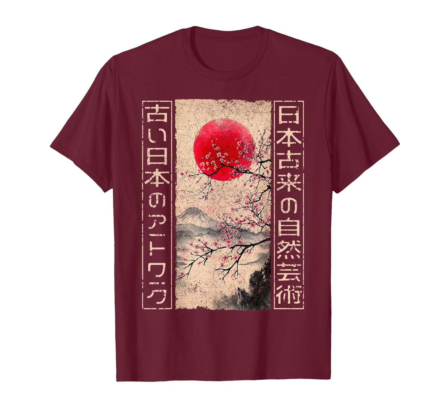 Traditional Japanese Cherry Blossom Woodblock Ukiyo-e Anime T-Shirt