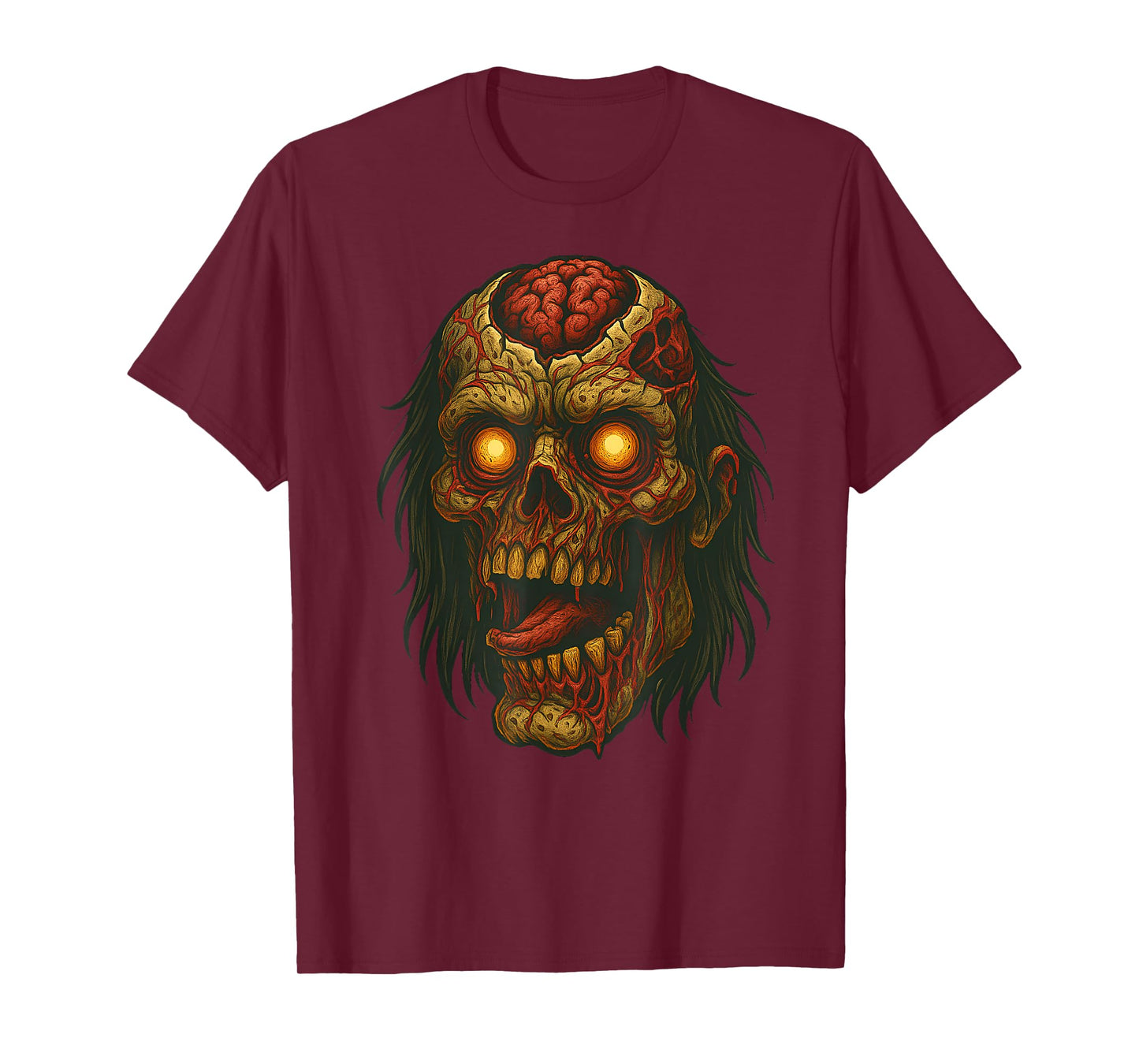 Creepy Cartoon Zombie Head Halloween Zombies Horror Art T-Shirt