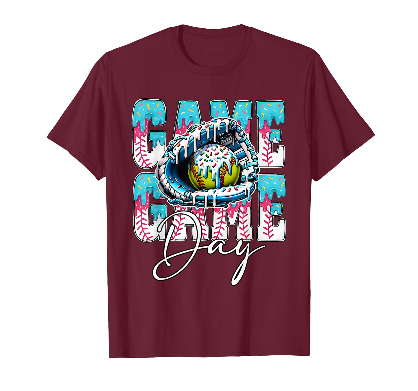 Game Day Baseball Gloves Baseball Ice Cream T-Shirt