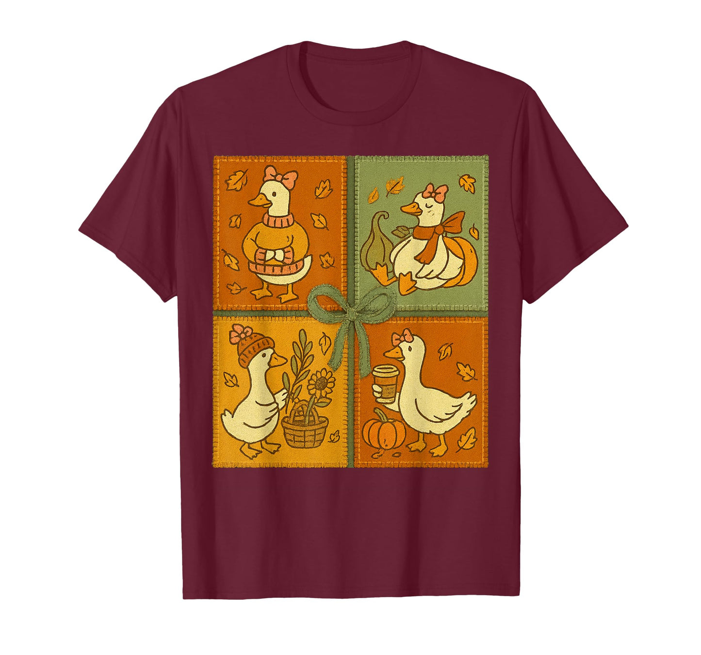 Preppy Goose Fall Vibes Thankful Grateful Funny Thanksgiving T-Shirt