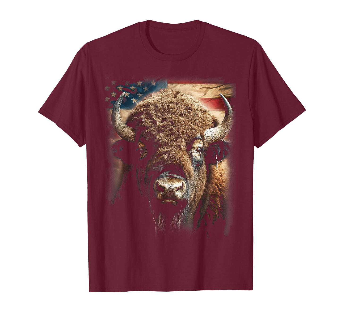 Western Buffalo American Bison USA Buffalo American flag Women Kids Men T-Shirt