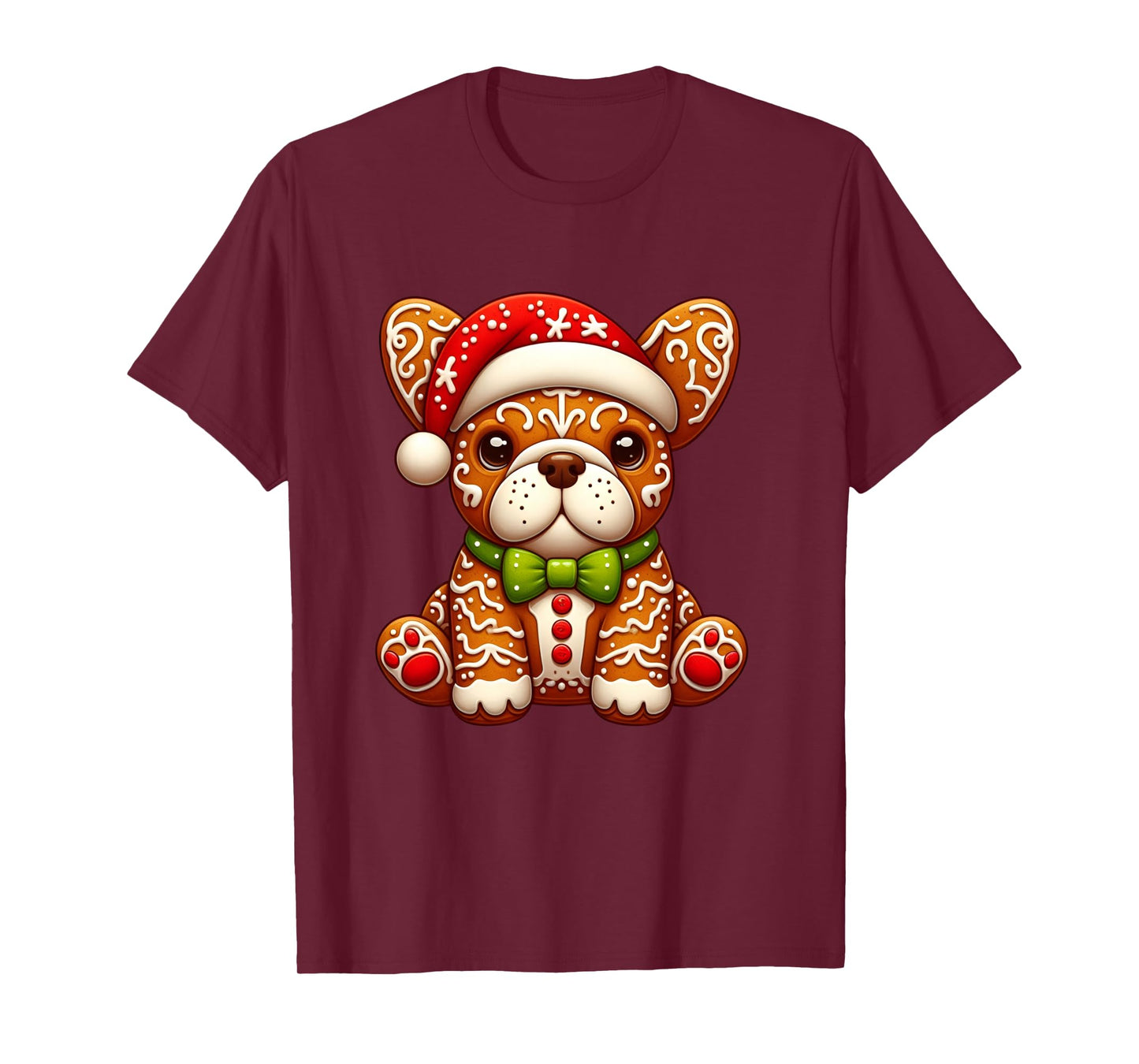 Gingerbread Man French Bulldog Christmas Womens Mens Kids Long Sleeve T-Shirt