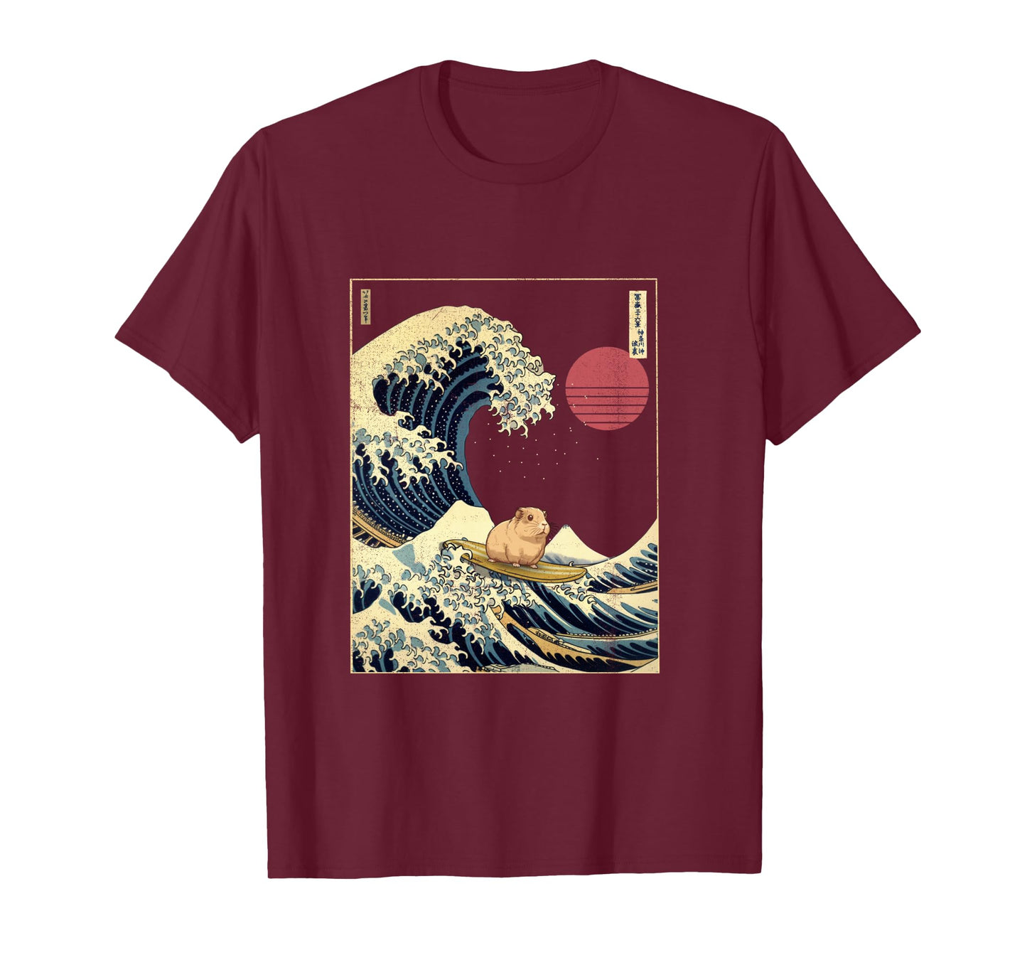Guinea Pig Kanagawa Wave Funny Surf Animal Long Sleeve T-Shirt