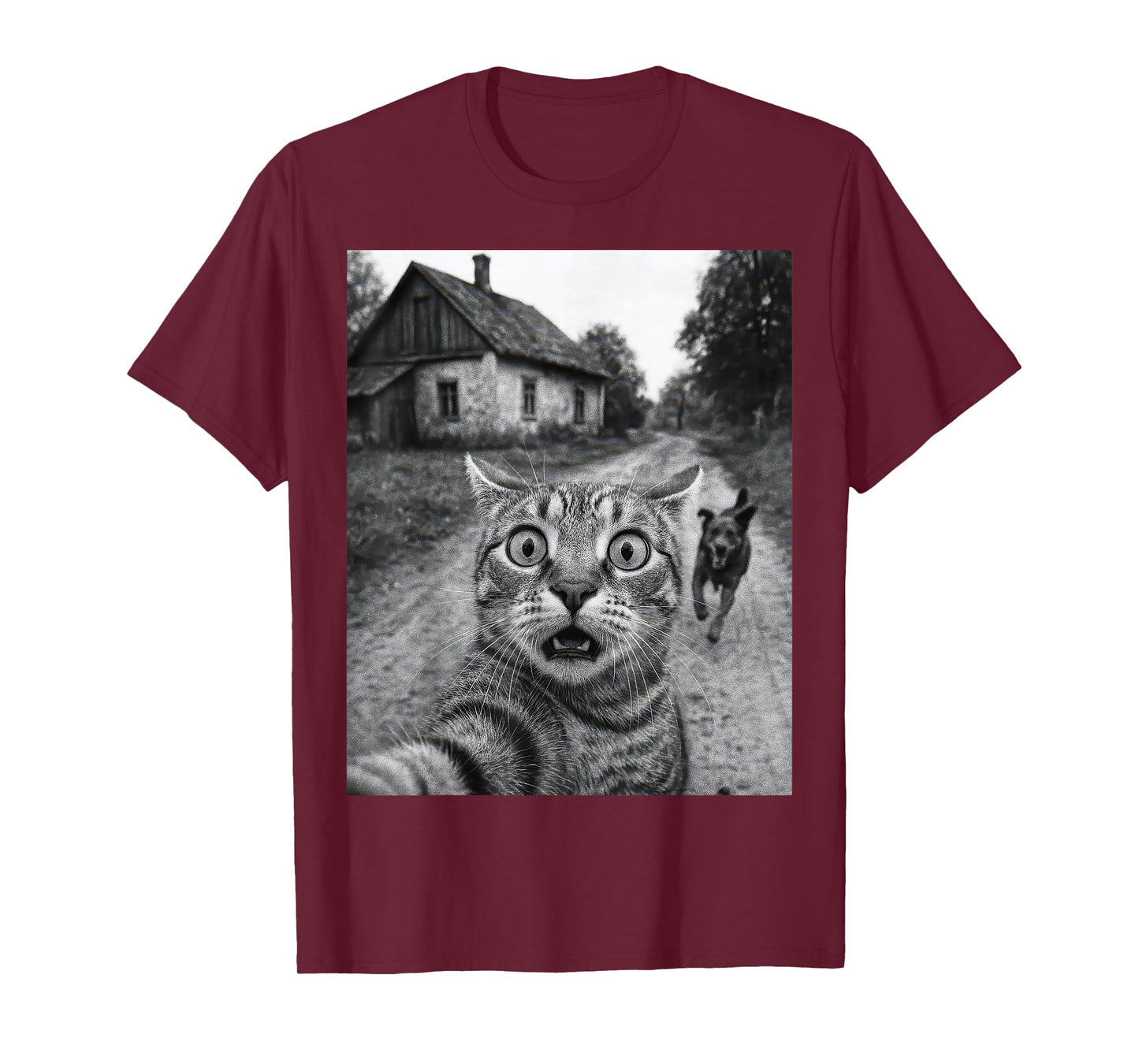 Cat Selfie With Dog - Funny Cat Vintage Retro T-Shirt