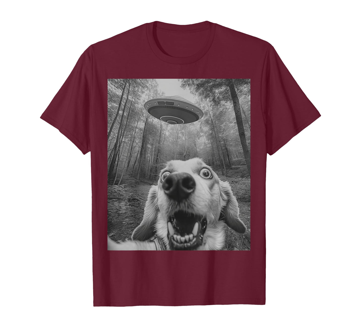 Funny Dog Selfie With UFO Alien Dog Lover Womens Mens Kids T-Shirt
