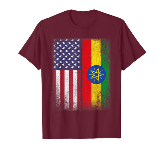 Ethiopian American Flag Ethiopia African Heritage Countries T-Shirt