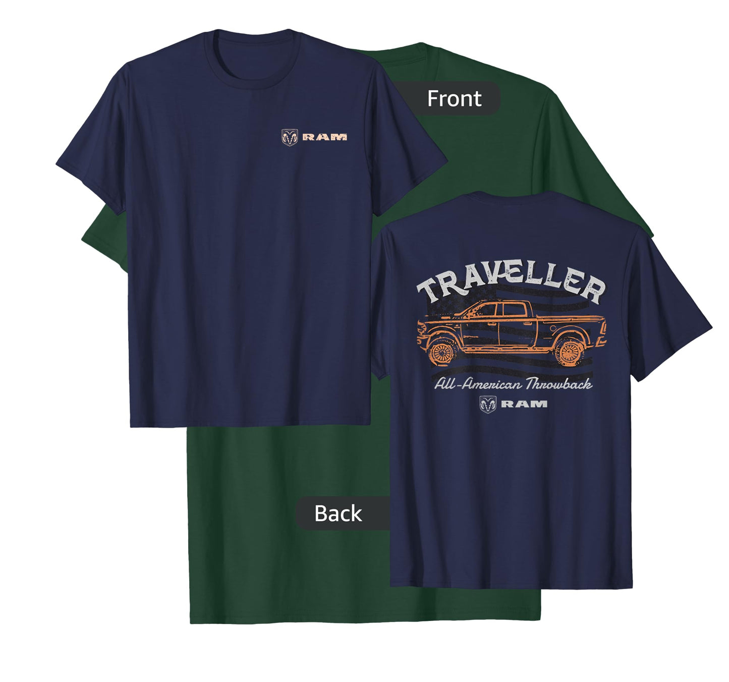 RAM Trucks All-American Throwback - Light Print (Front/Back) T-Shirt