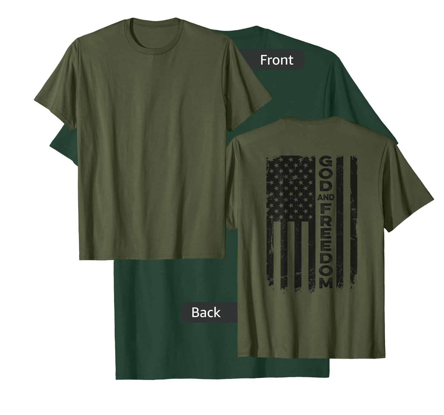 God And Country - USA Patriotic Christian Camo Flag -ON BACK T-Shirt