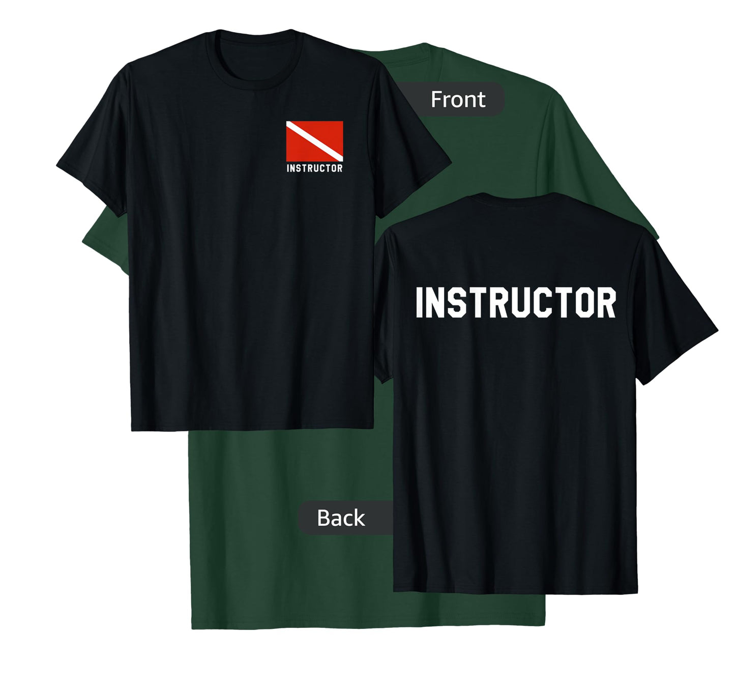 Divers Flag Double Sided Scuba Diving Instructor Shirt T-Shirt