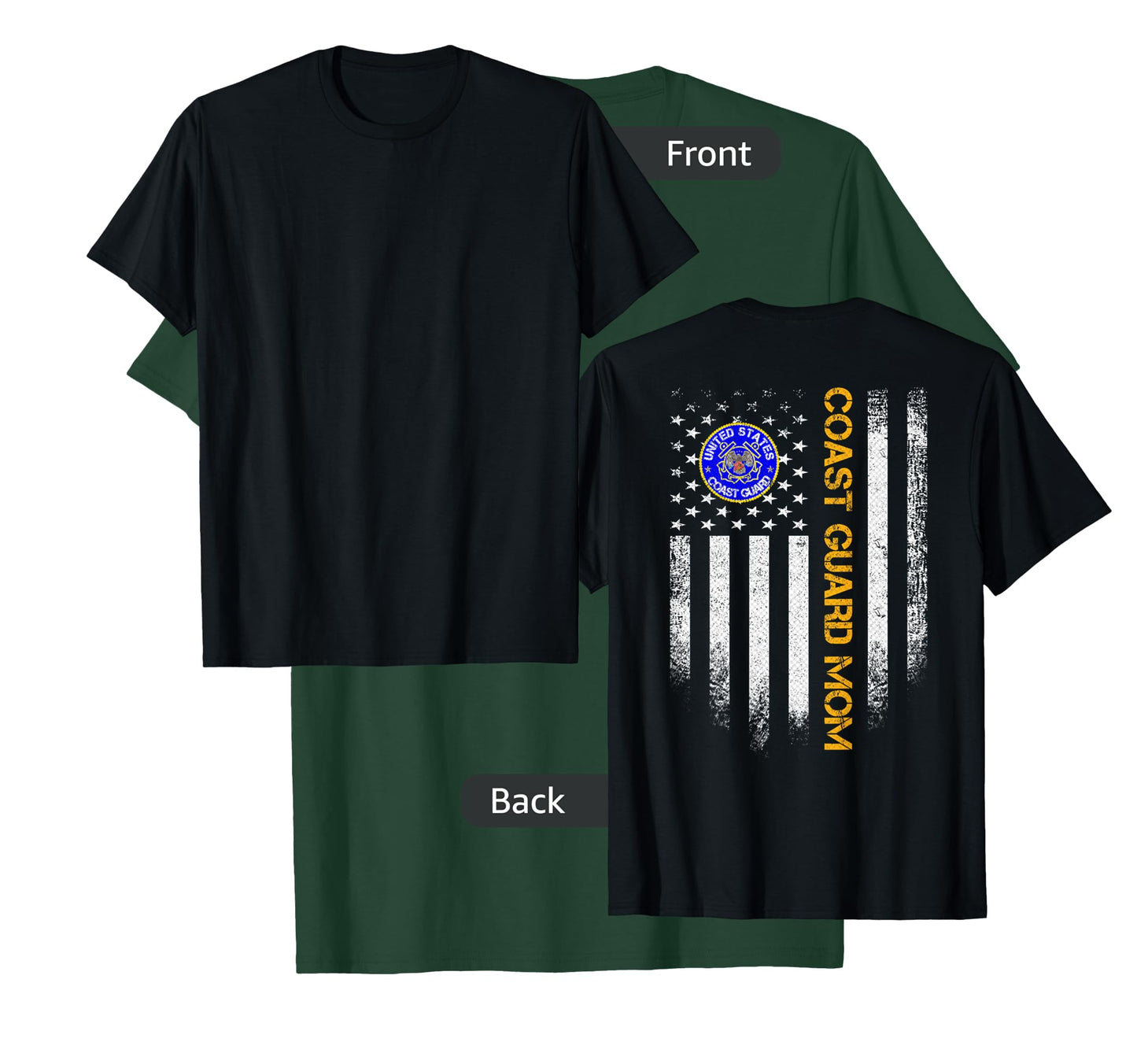 Vintage USA American Flag Proud US Coast Guard Veteran Mom T-Shirt