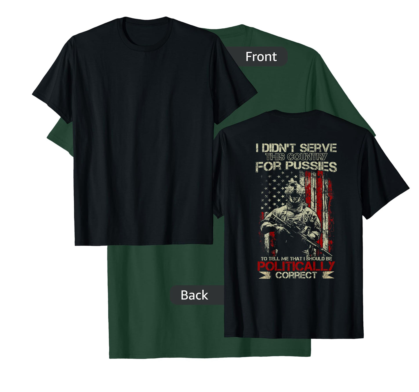 I Didn't Serve This Country For Pussies USA Flag on back T-Shirt for Women Men