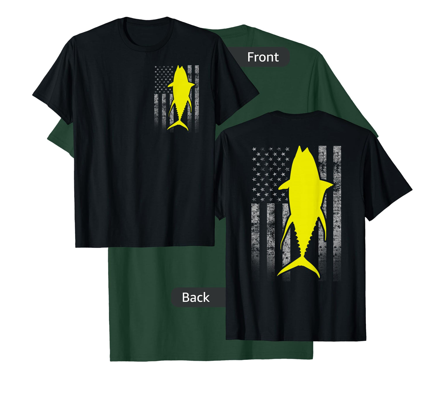 Two-Sided Yellowfin Flag Shirt - Yellowfin Tuna US Flag T-Shirt