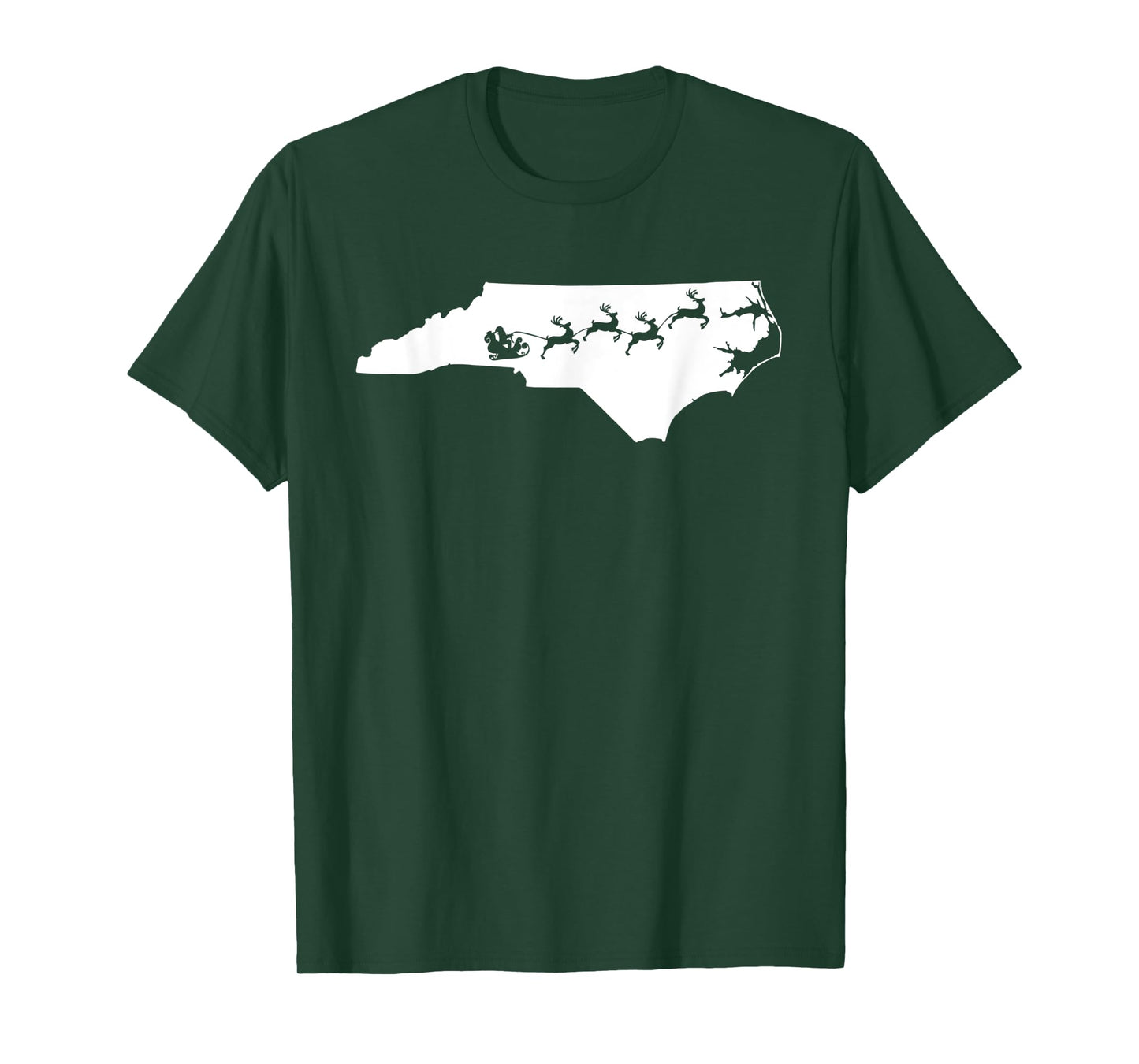 North Carolina Christmas Map Reindeer T-Shirt