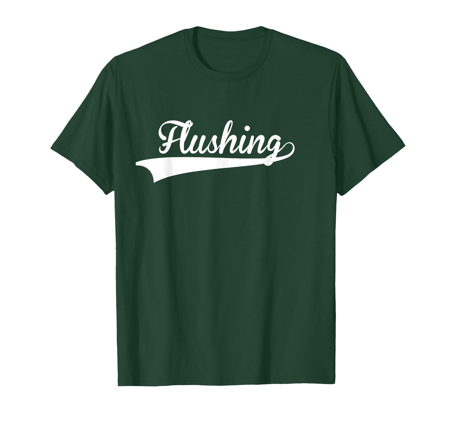 FLUSHING Baseball Vintage Retro Font T-Shirt