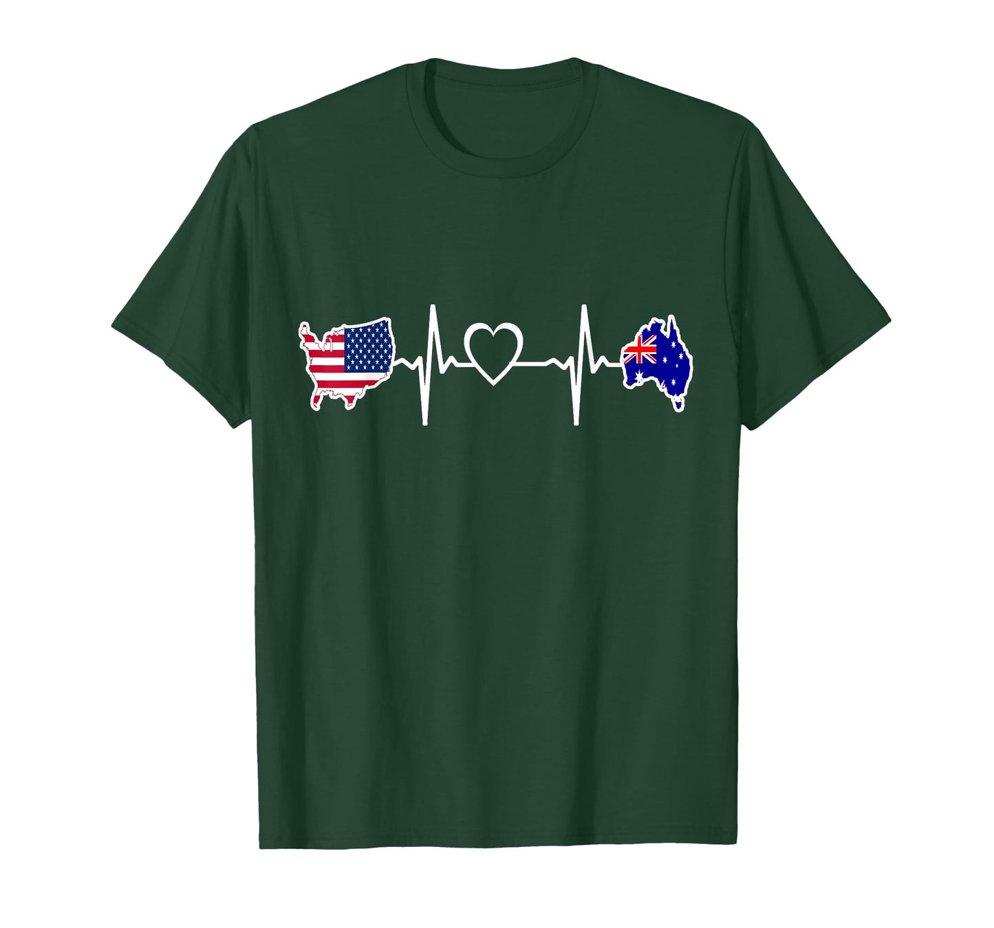 Australia American USA Flag - USA Australian Heartbeat T-Shirt