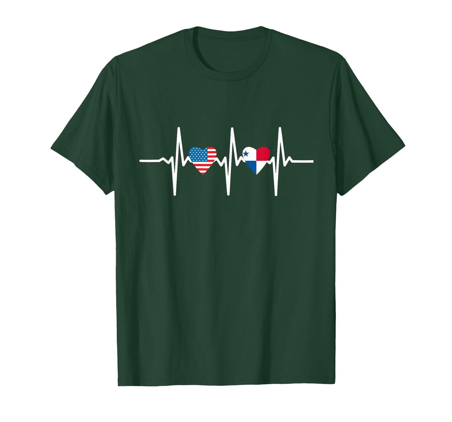 Half American And Panamanian Panama Usa Flag Heartbeat Love T-Shirt