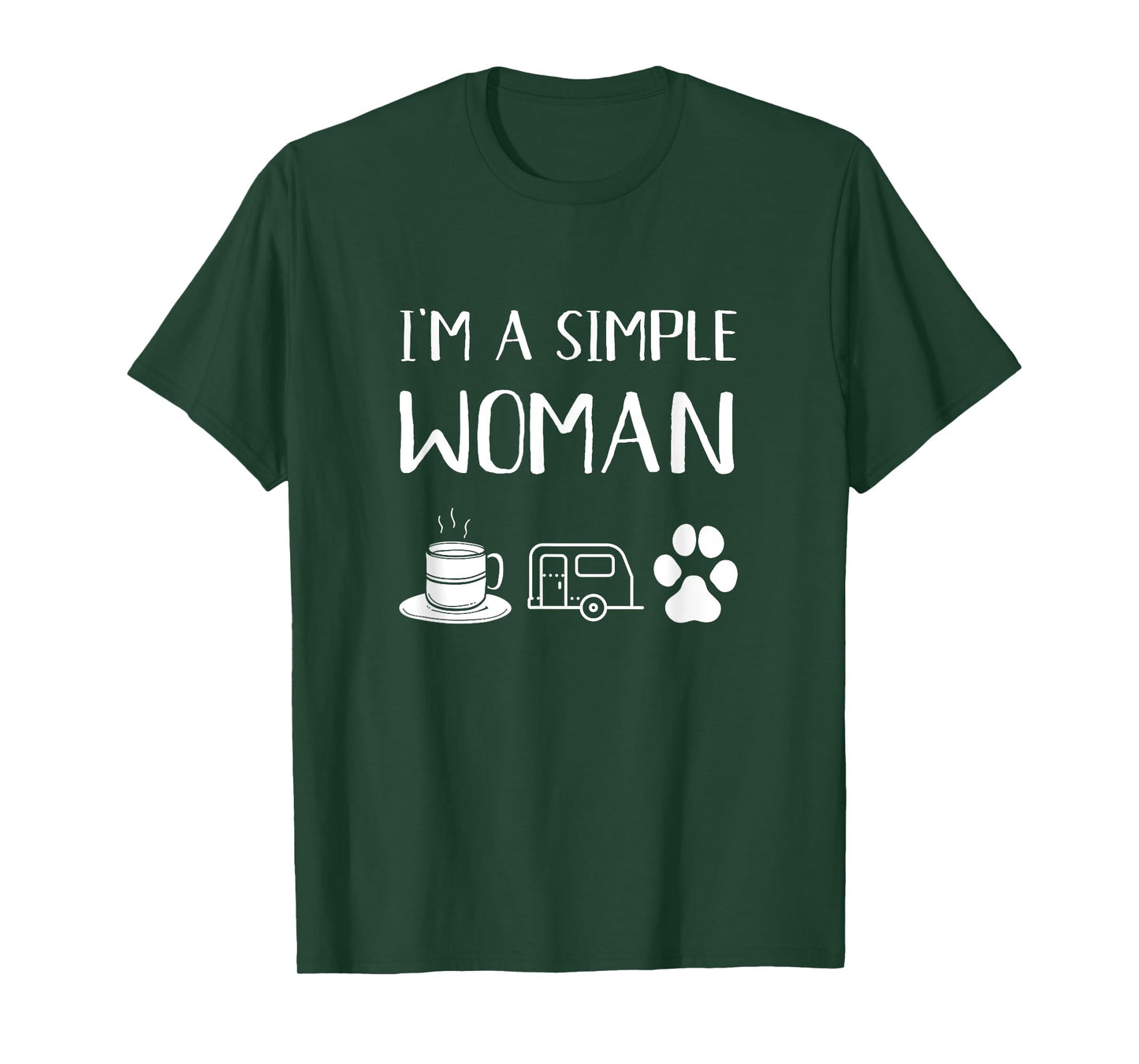 I'm A Simple Woman I Love Camping Dogs Cats Coffee Tea Hot T-Shirt