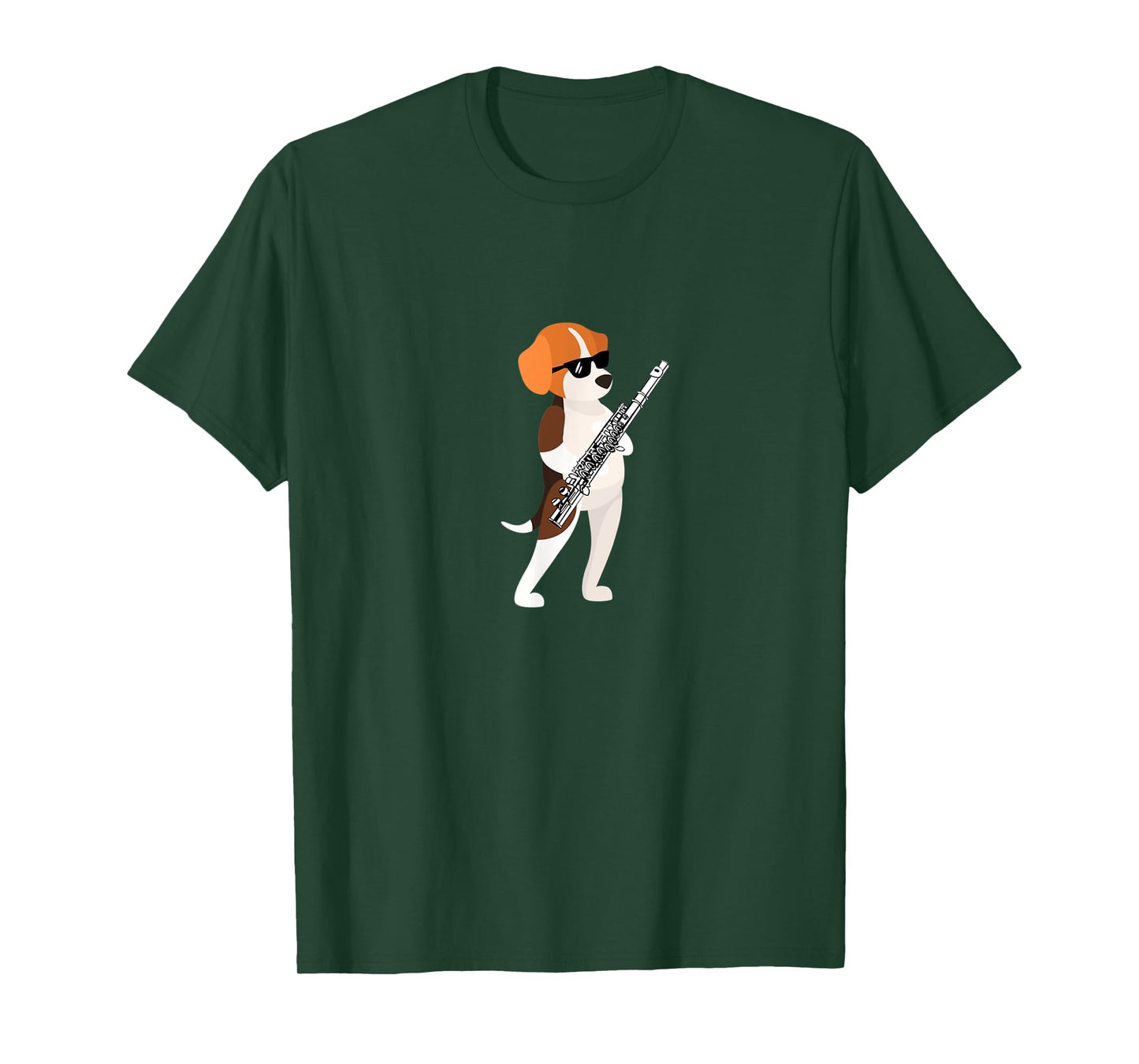 Funny Dog Wearing Sunglasses Playing Flute Beagle T-Shirt