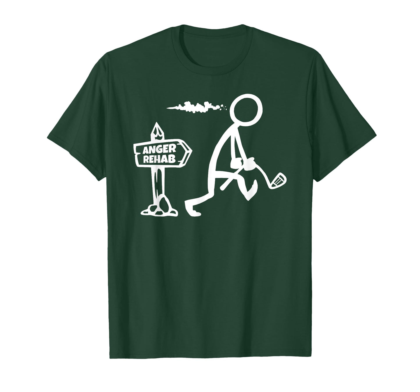 Funny Golf Apparel, Angry Golfer Walks By Anger Rehab Sign T-Shirt
